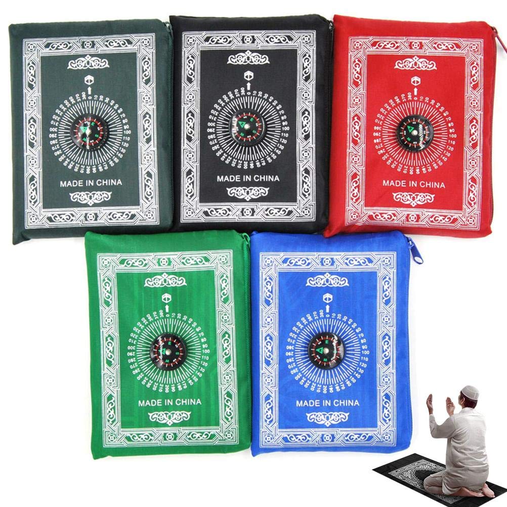 Muslim Prayer Rug, Compass Portable Prayer Rug Mat Muslim Rugs Church Hall Travel Prayer Mat Muslim Prayer Mat, 60X100cm, Random Color