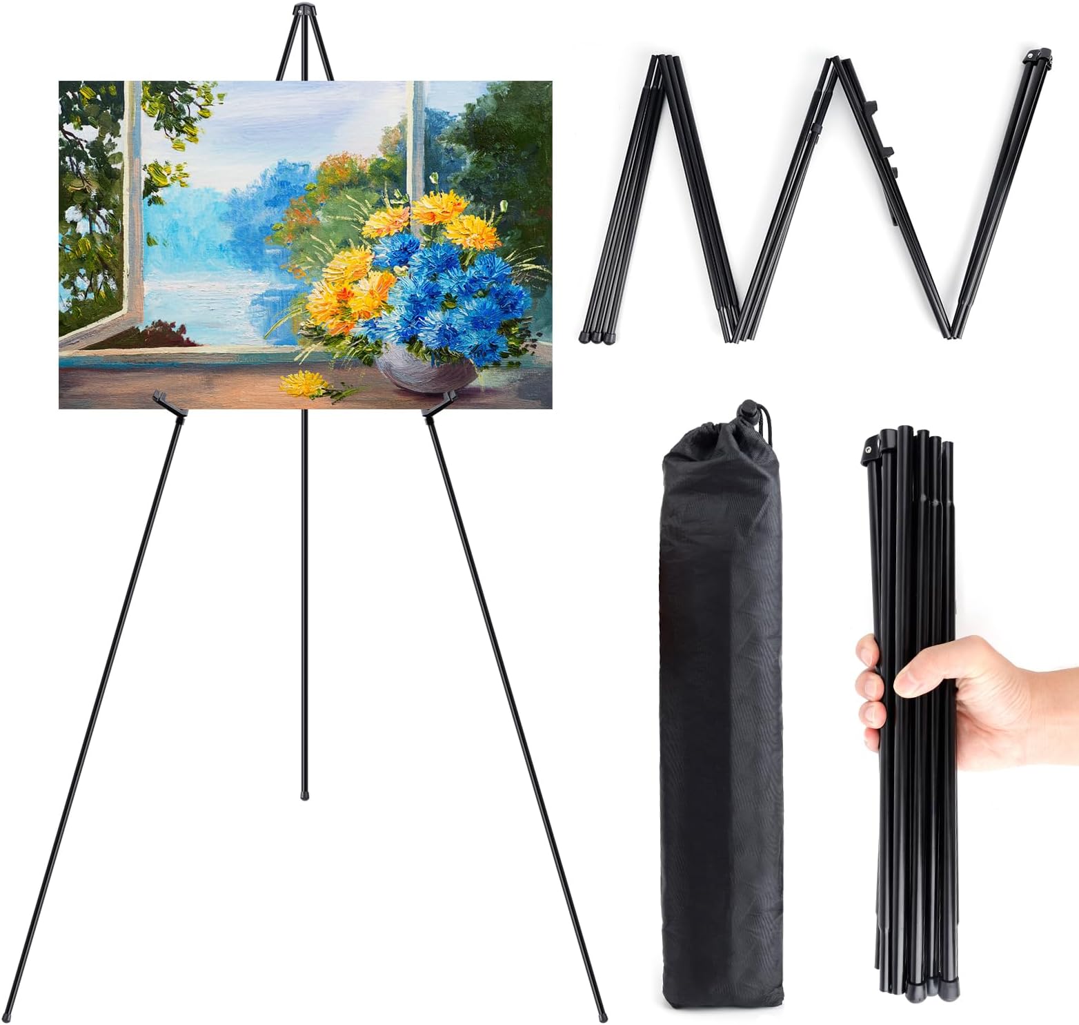 Chevalet De Peinture Pliant En Bois Cadre Réglable Trépied Affichage
