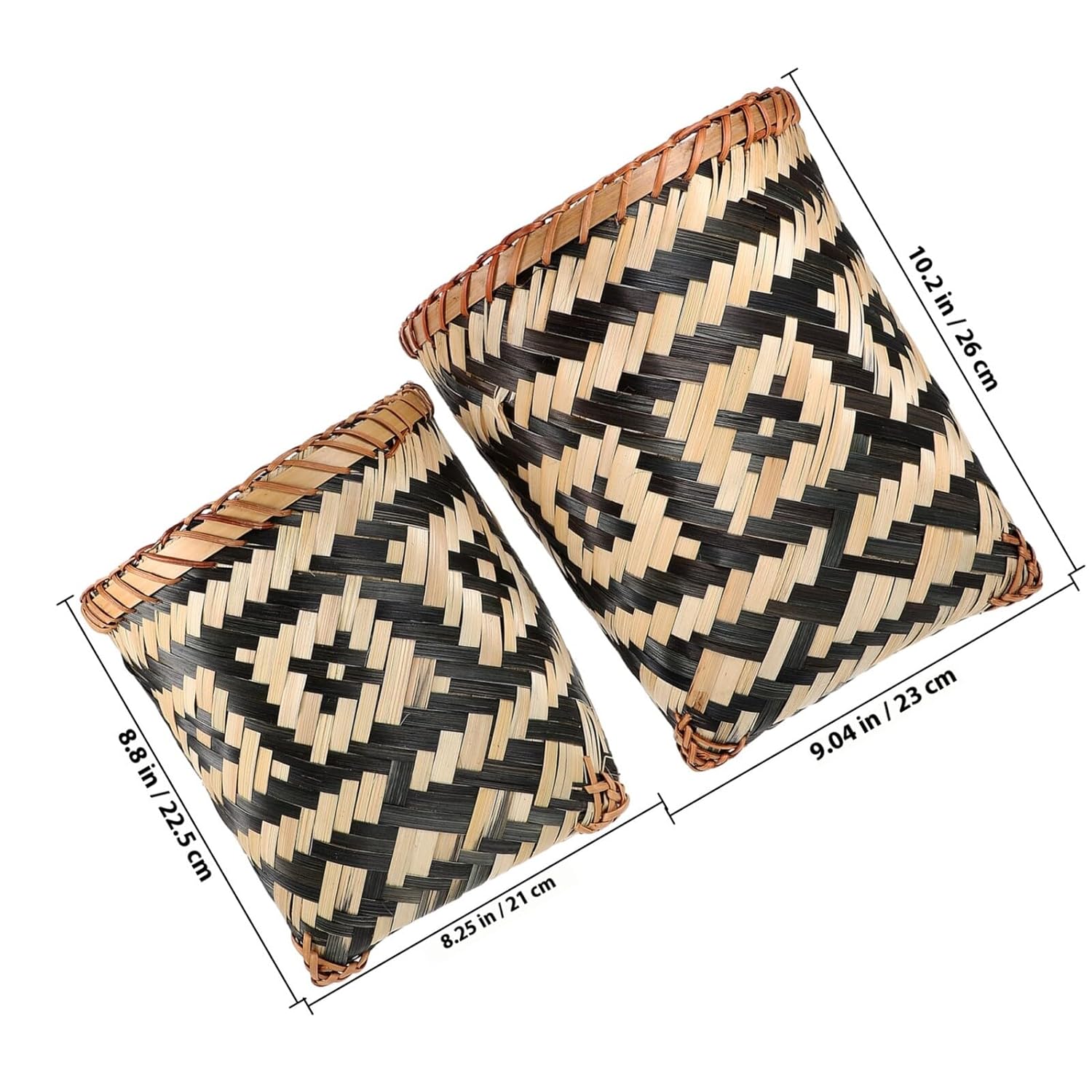 Woven Trash Can Set 2pcs with Versatile Weaving Design, Decorative Wastebasket for Bedroom and Living Room Storage, Eco-Friendly Basket for Household Organization Random Style