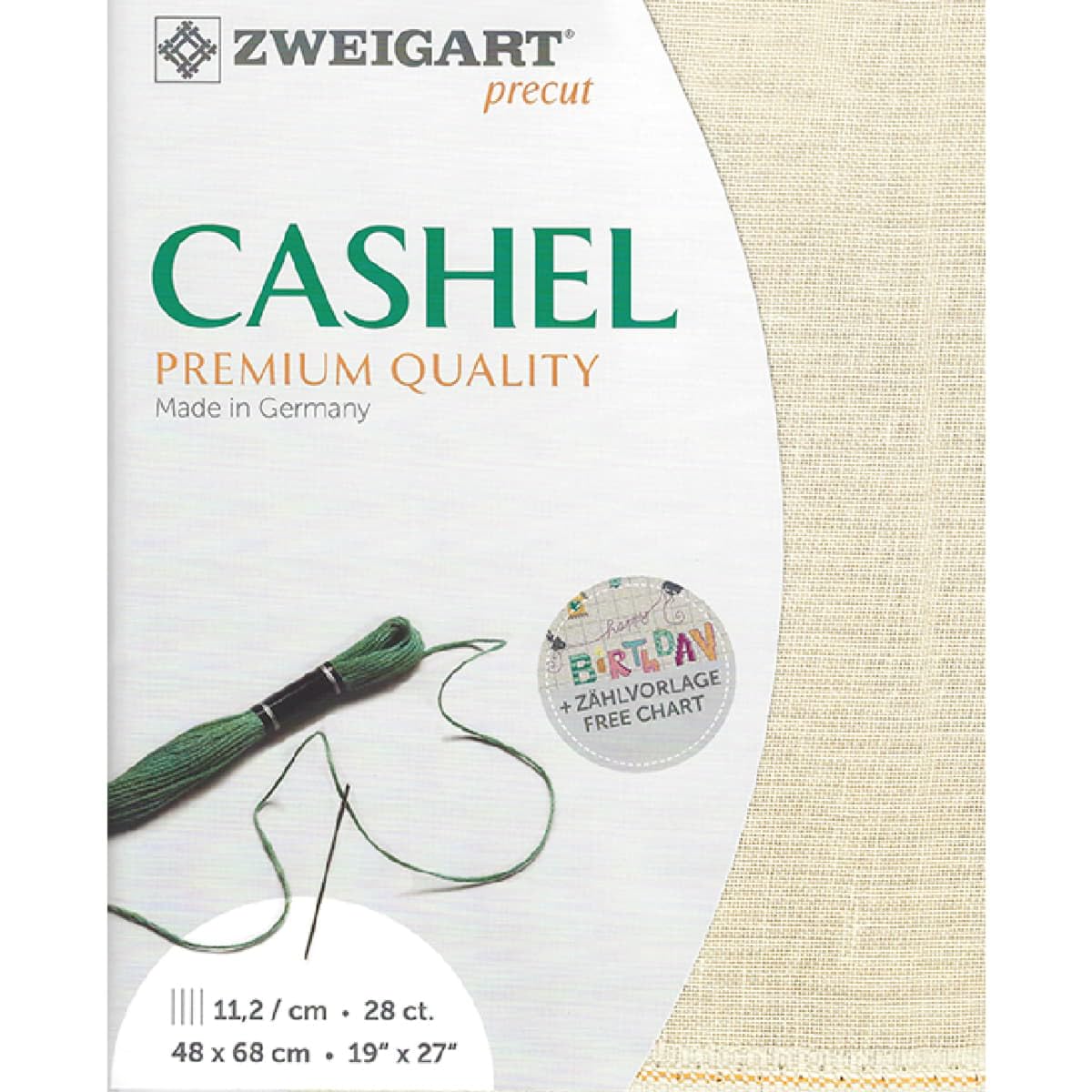 Zweigart Cashel 28 count lin platine 50 x 70 cm toile sans défaut