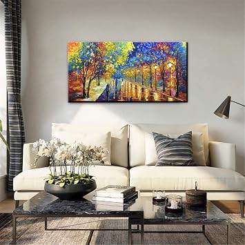 Tyed Art-Hand Painted Wall Art Oil Painting Landscape,Wall Art for Living Room, Bedroom Office Wall Decor, Modern Textured Wall Art, Leonid Afremov paintings Artwork, Framed Wall Art 24X48 Inch