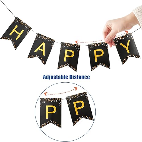 Miniatura 3 de MiniRed Cartel de Año Nuevo 2025, pancarta de feliz año nuevo con letra dorada brillante, suministros de decoración de fiesta de Año Nuevo 2025.