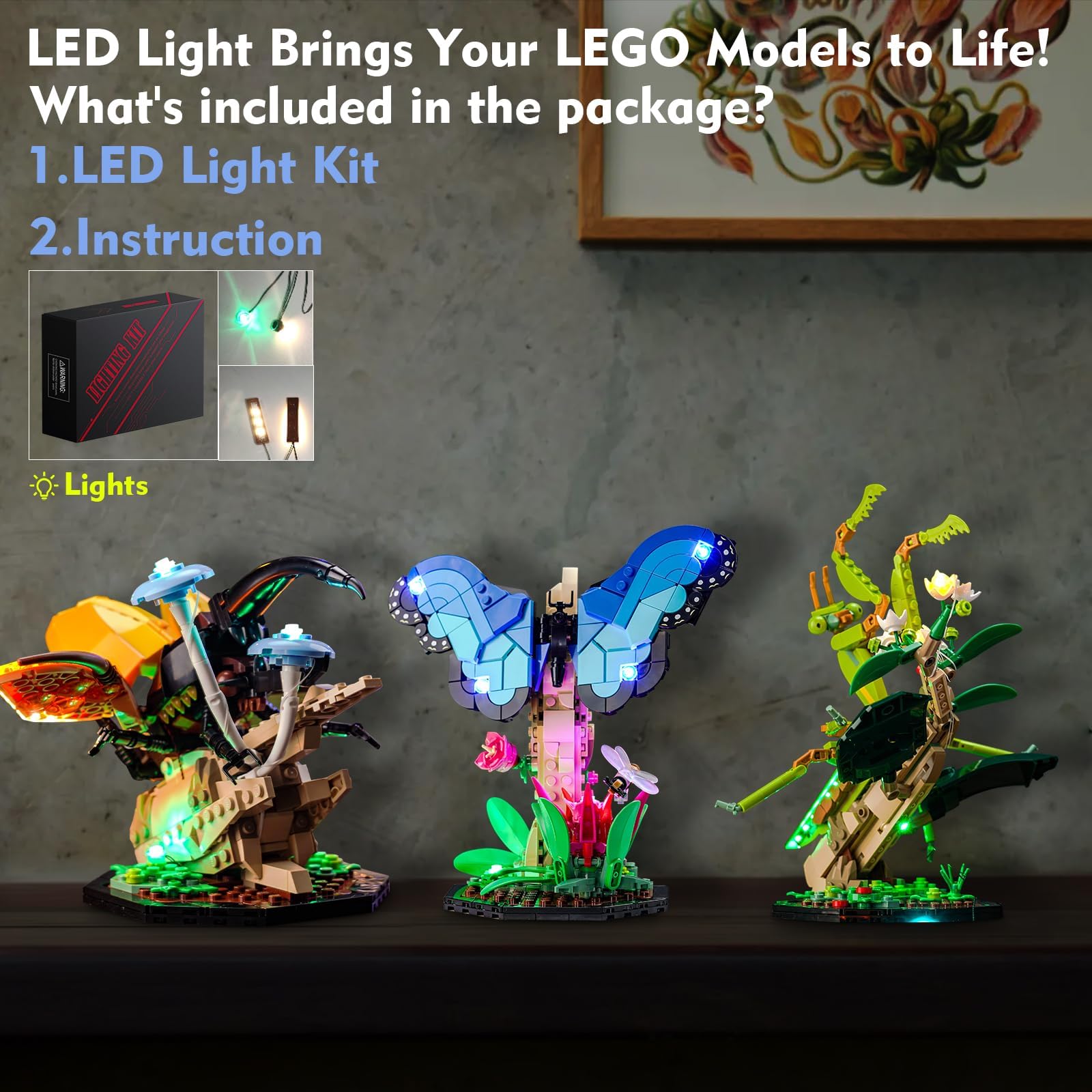 LocoLee Kit di luci a LED per Lego The Insect Collection 21342, set di illuminazione creativa di accessori compatibili con Lego 21342 Building Set (solo luci, nessun modello)