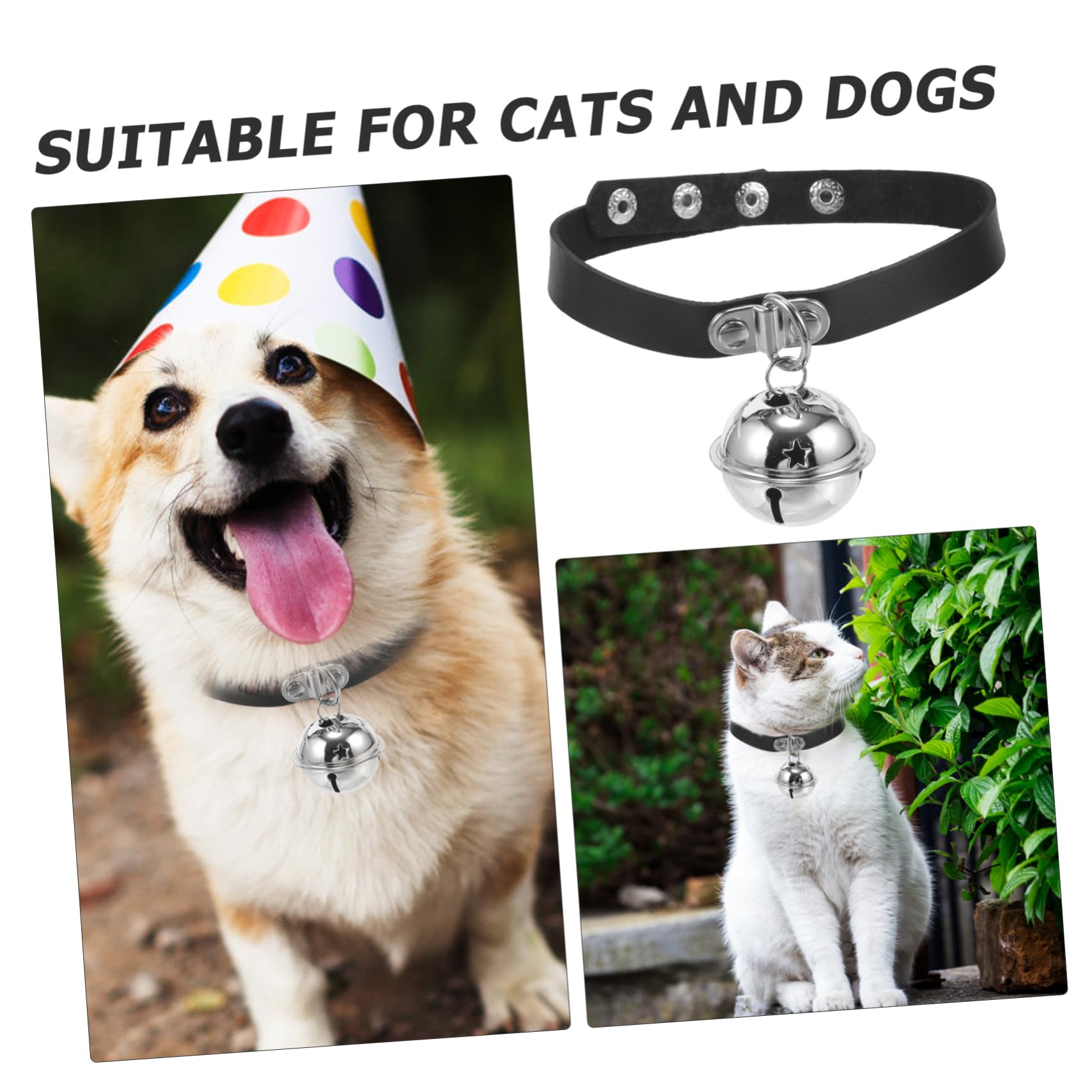 COLLBATH Adorable Collier pour Chiot avec Clochette en PU Robuste Et Réglable pour Un Usage Quotidien Et des Fêtes