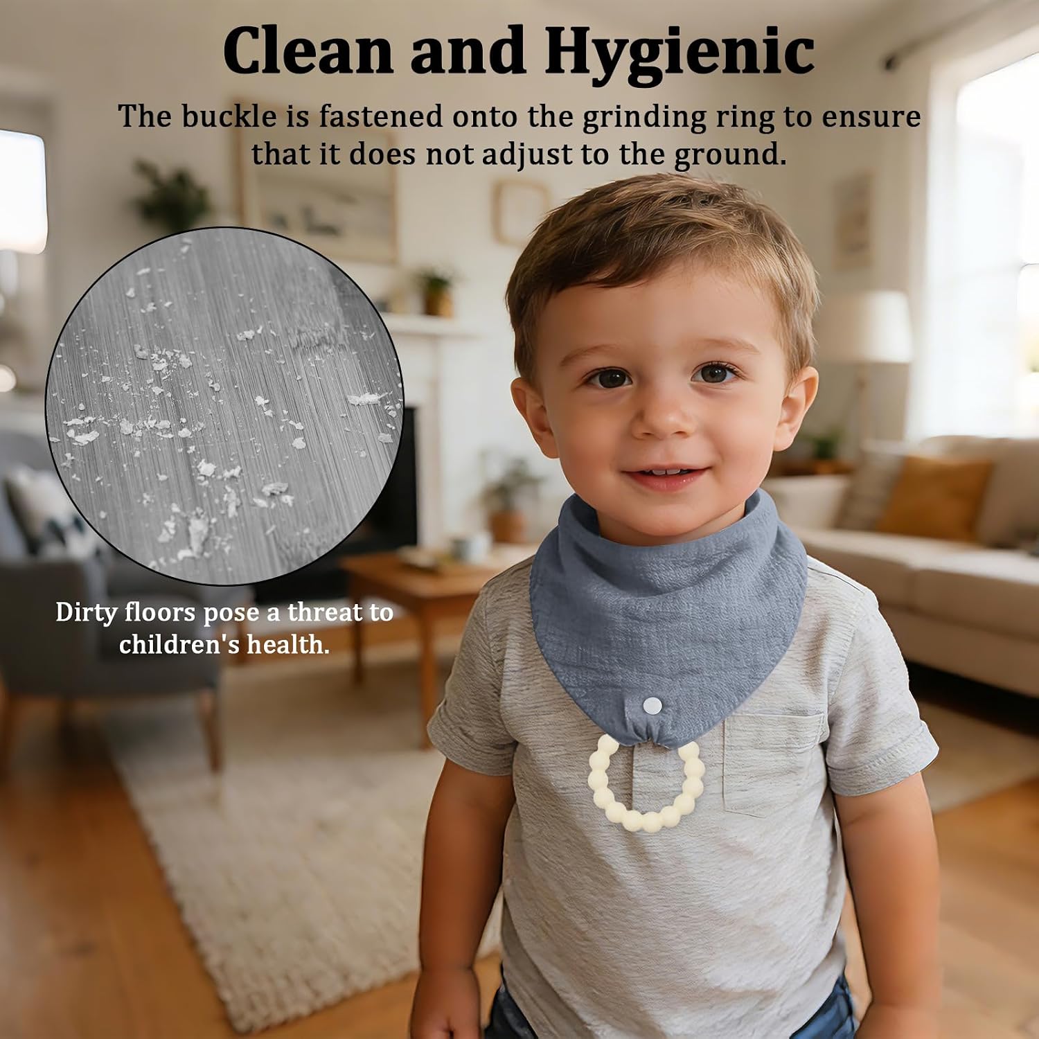 4-Pack Organic Cotton Baby Drool Bibs with 2 Teething Toys for Infants 0-24 Months, Absorbent Crinkle Bibs
