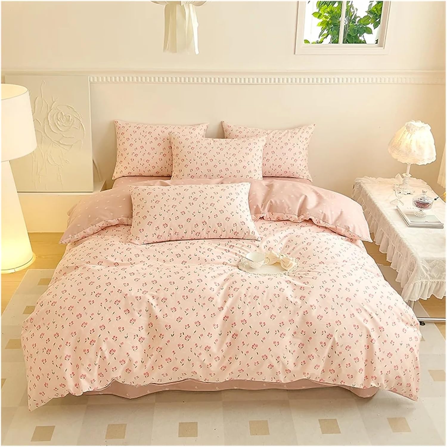 Cotton Small Fresh Floral Bedding Set Single Double Queen Family Size Cotton Flowers Duvet Cover Bed Sheet Pillowcase,Bed