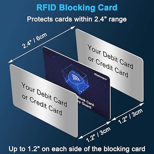 Miniatura 4 de Wisdompro Tarjetas de bloqueo RFID, paquete de 6 unidades NFC sin contacto para tarjetas de crédito de débito y pasaporte, bloqueador de pasaporte
