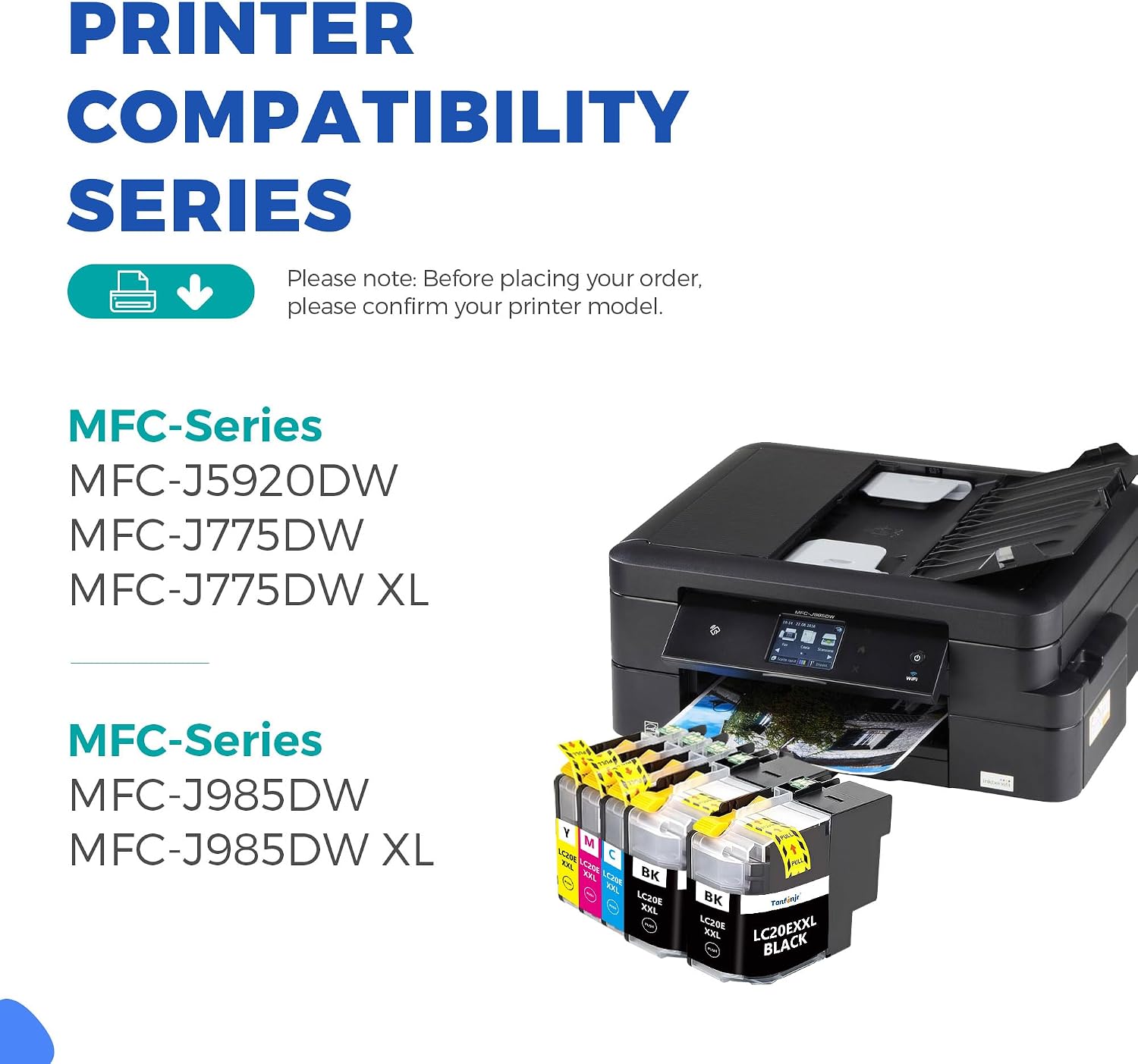 LC20E XXL Ink Cartridge High Yield Replacement for Brother LC20EXXL Ink Cartridge MFC-J5920DW MFC-J775DW MFC-J985DW MFC-J985DW XL Printer | 5-Pack Includes LC20EC LC20EM LC20EY 2 x LC20EBK XXL