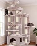 Heybly Arbre de chat, 71-Inch Tour de chat Tall pour les grands chats de Maine Coon avec une base extra-large, Meubles Condo Cat avec des plates-formes multi-niveaux, 2 Hamacs et 12 Postes de scratching, gris fumé HCT037G