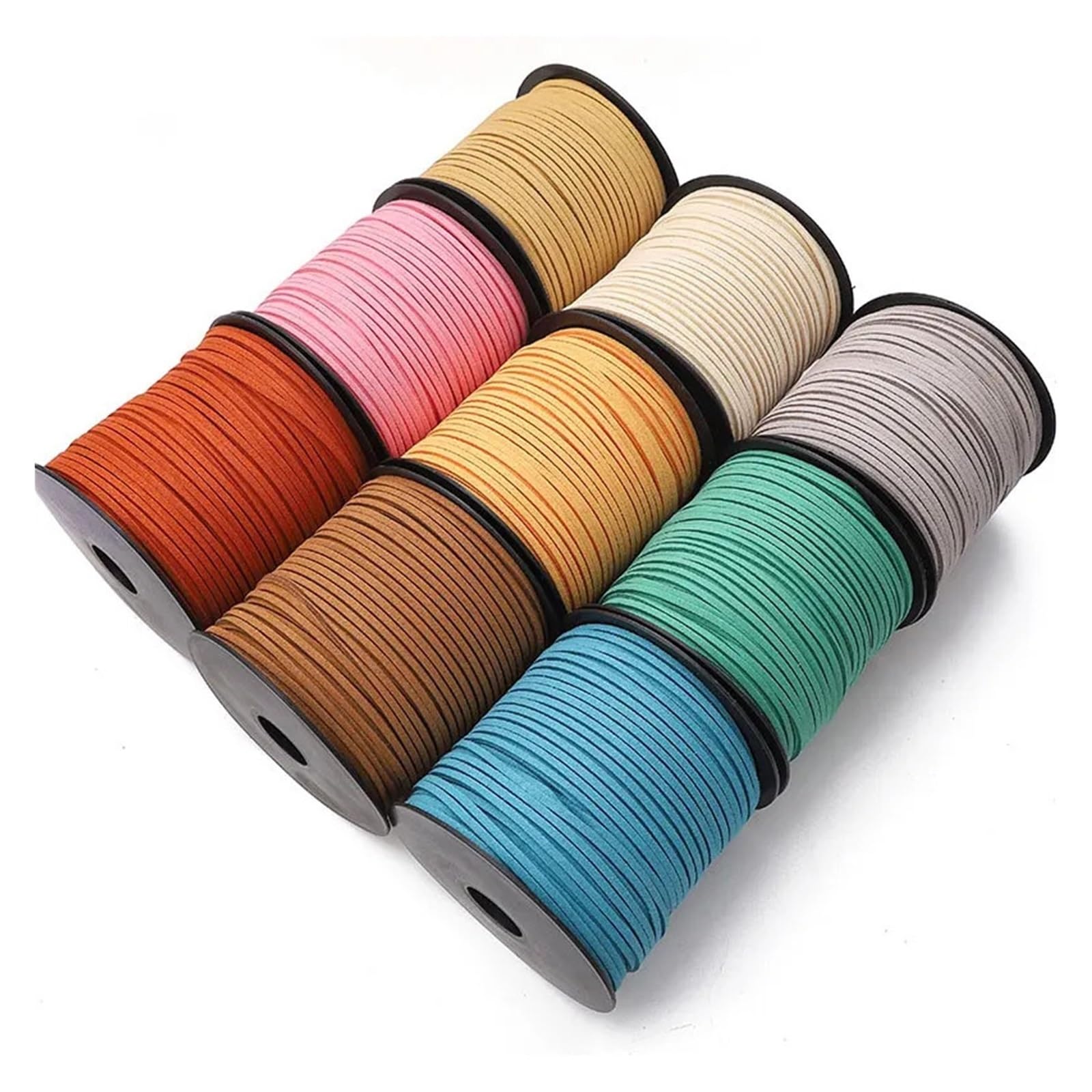 Nylonschnur, 2 Stück, 3 mm, Wildlederschnur, 91 m, flach, geflochtenes Seil für Halsketten, Armbänder, Perlen, Basteln, für Armbänder, Makramee, Orange