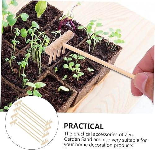 Miniatura 4 de IMIKEYA 8pcs Mini Rastrillo Miniatura Kit Miniture Decoración Niños Decoración Rake Arena Rake Jardín Rastrillo Rayan para Niños Zen Jardín