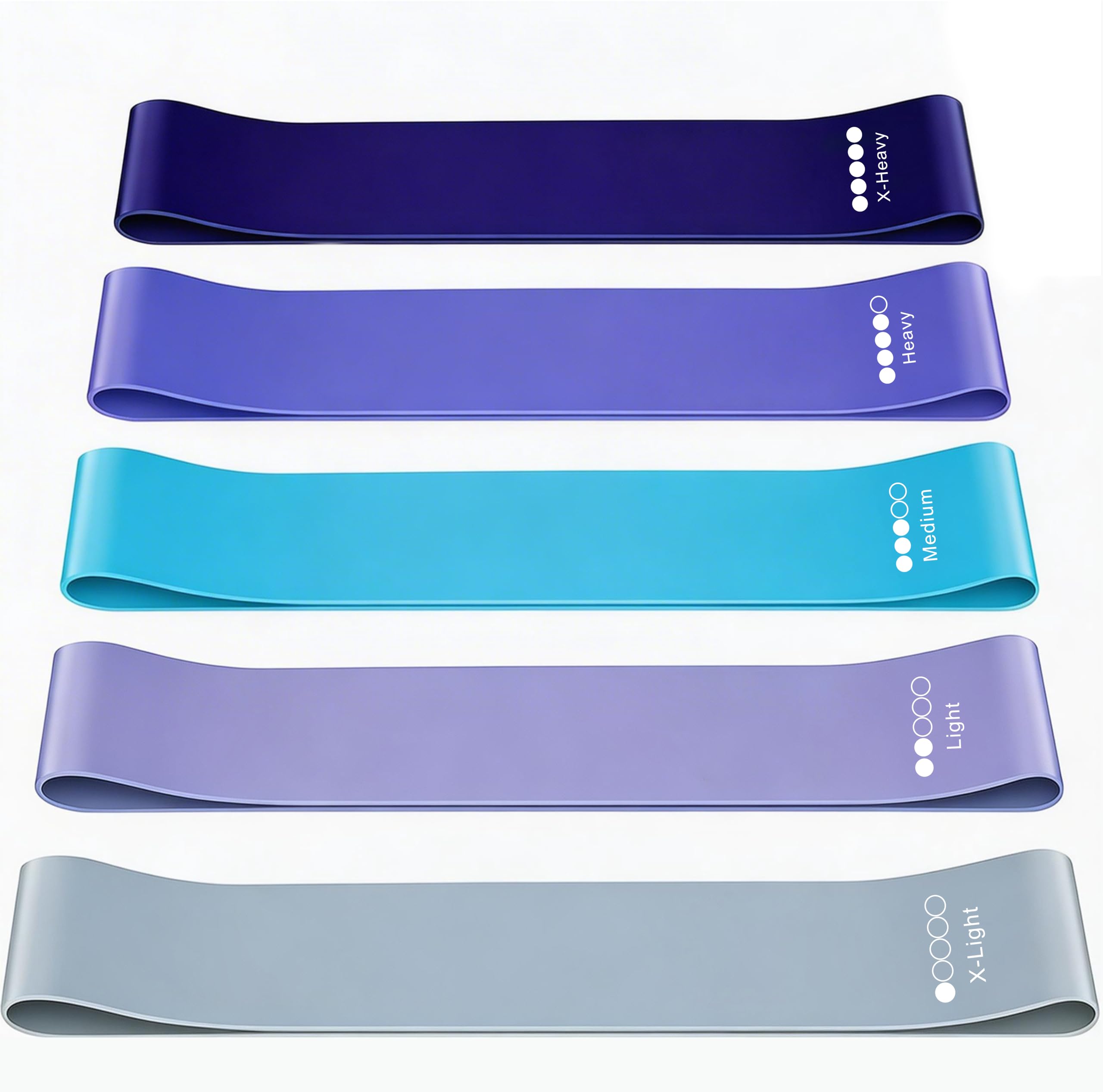 Resistance Bands Set of 5 with Exercise Band, 5 Resistance Levels for Women & Men, Home Gym Yoga Training Fitness, Long Loop Bands