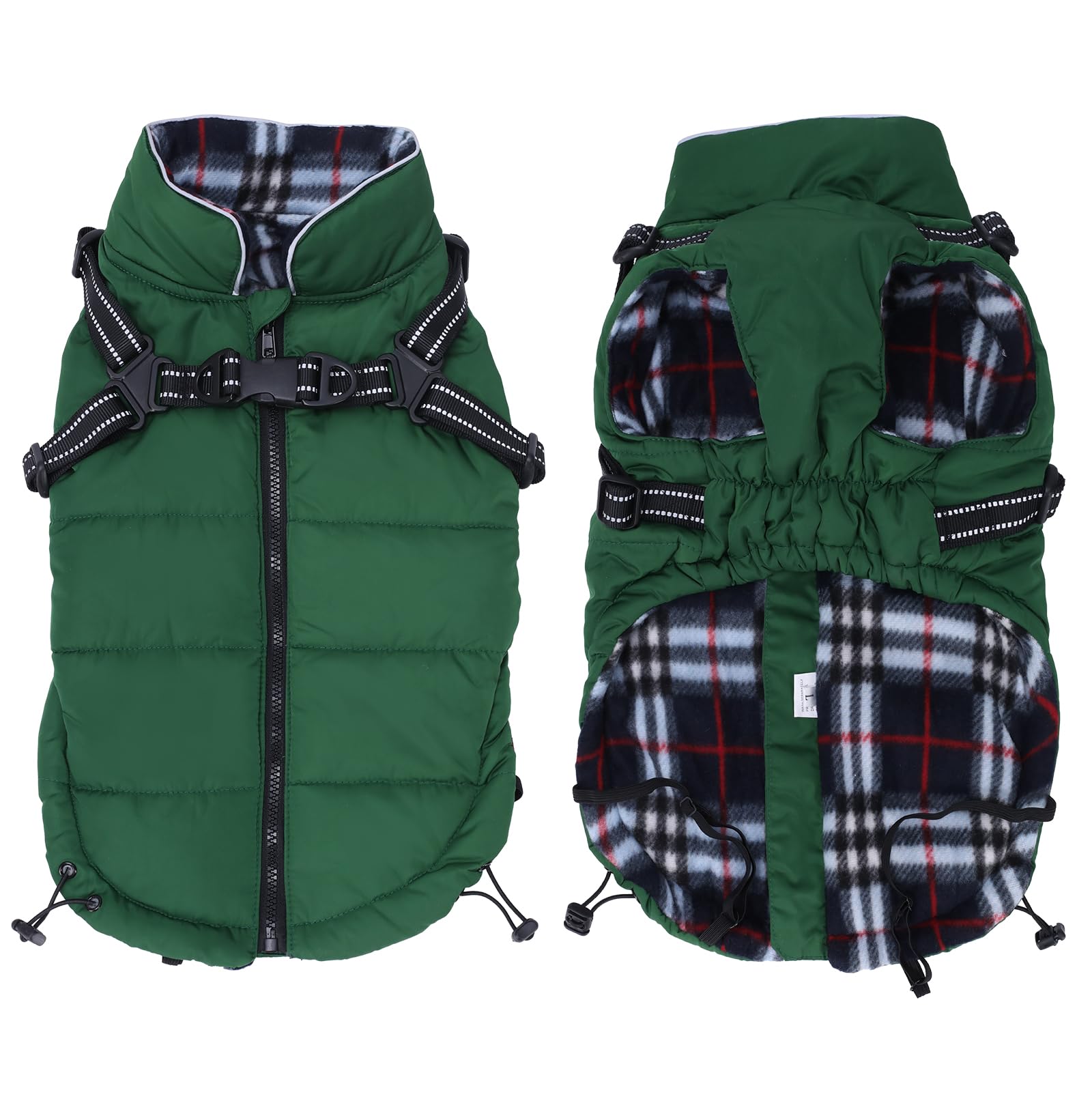 Cappottini caldi per cani con imbracatura, impermeabile per cani di piccola taglia, cappotto invernale per cani con cinghia toracica, cappotto per cuccioli con cerniera, per passeggiate