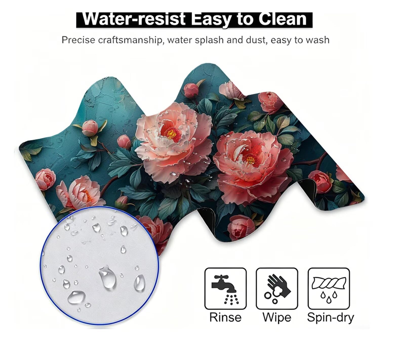 Rosa Alfombrilla Ratón XXL 150x80 cm Mouse Pad Grande Gaming Planta Alfombrilla Escritorio Antideslizante, Protector de Mesa para Ordenador y Teclado, Bordes Cosidos, Accesorios Oficina, Regalo W6-357