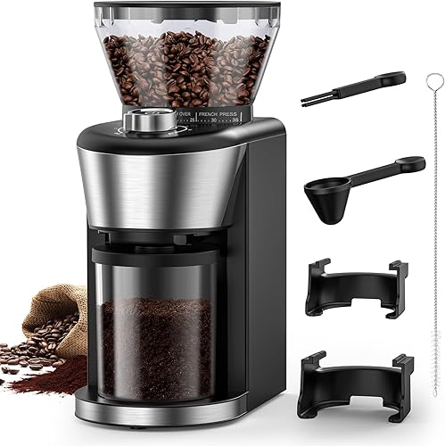 Molinillo de café automático, molinillo eléctrico de un solo toque con 35 ajustes de molienda para goteo, expreso, vertido y coldBrew, selección de