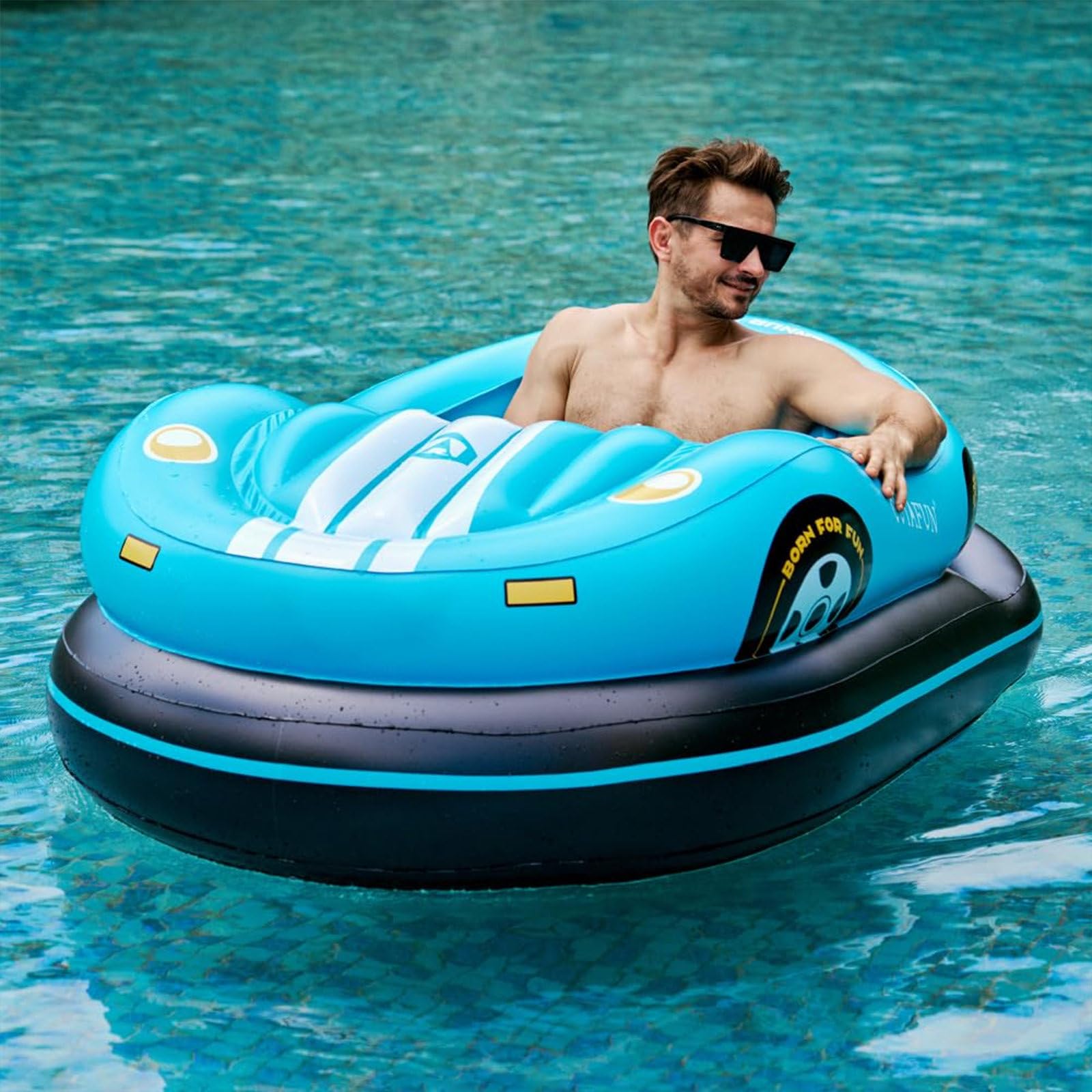 Powered Inflatable Pool Bumper Boat, Motorized Pool Float for Adults, Easy 360° Control, Durable Thickened PVC, 265lb Capacity, Electric Water Float for Summer Outdoor Fun