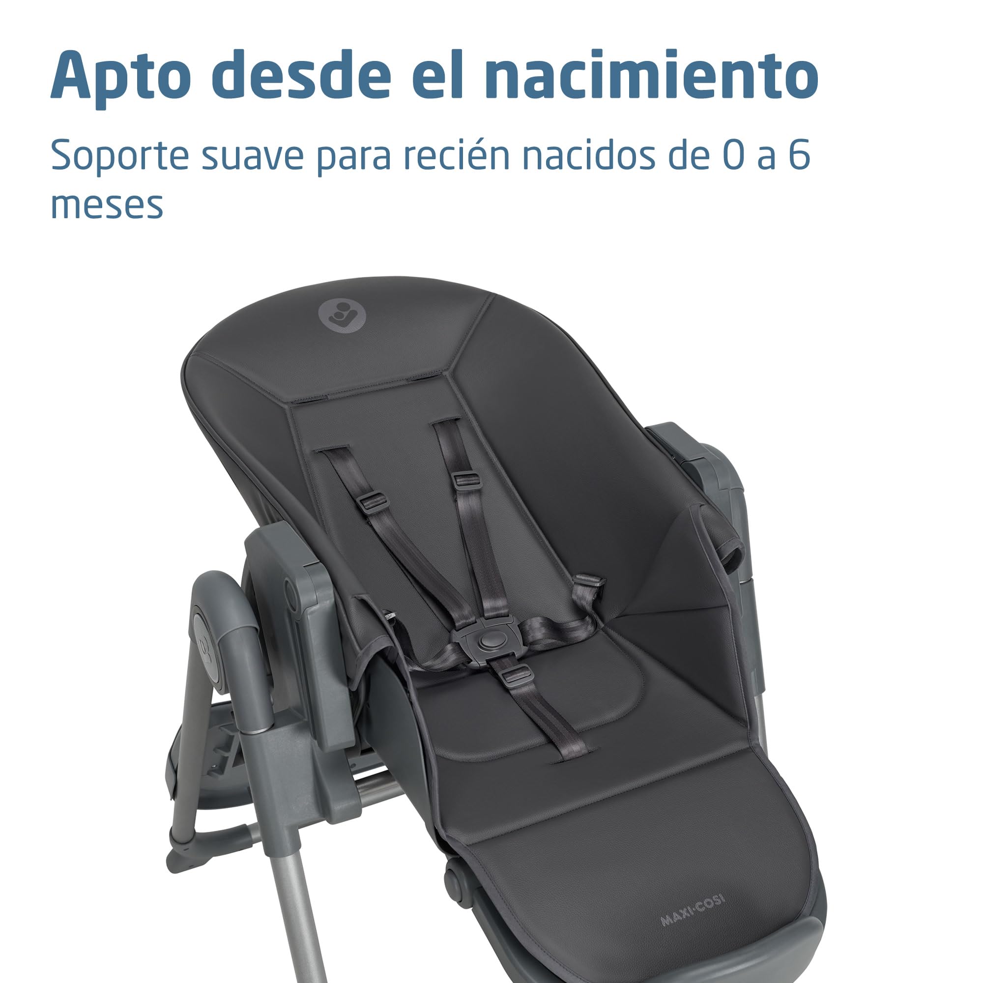 Maxi-Cosi Ava2 Trona de bebé, 0-3 años (máx. 15 kg), Trona bebé plegable y compacta, Ligera (9,45 kg), 5 ajustes de reclinado/6 de altura, Bandeja extraíble con una mano, 2 ruedas, Elegance Graphite