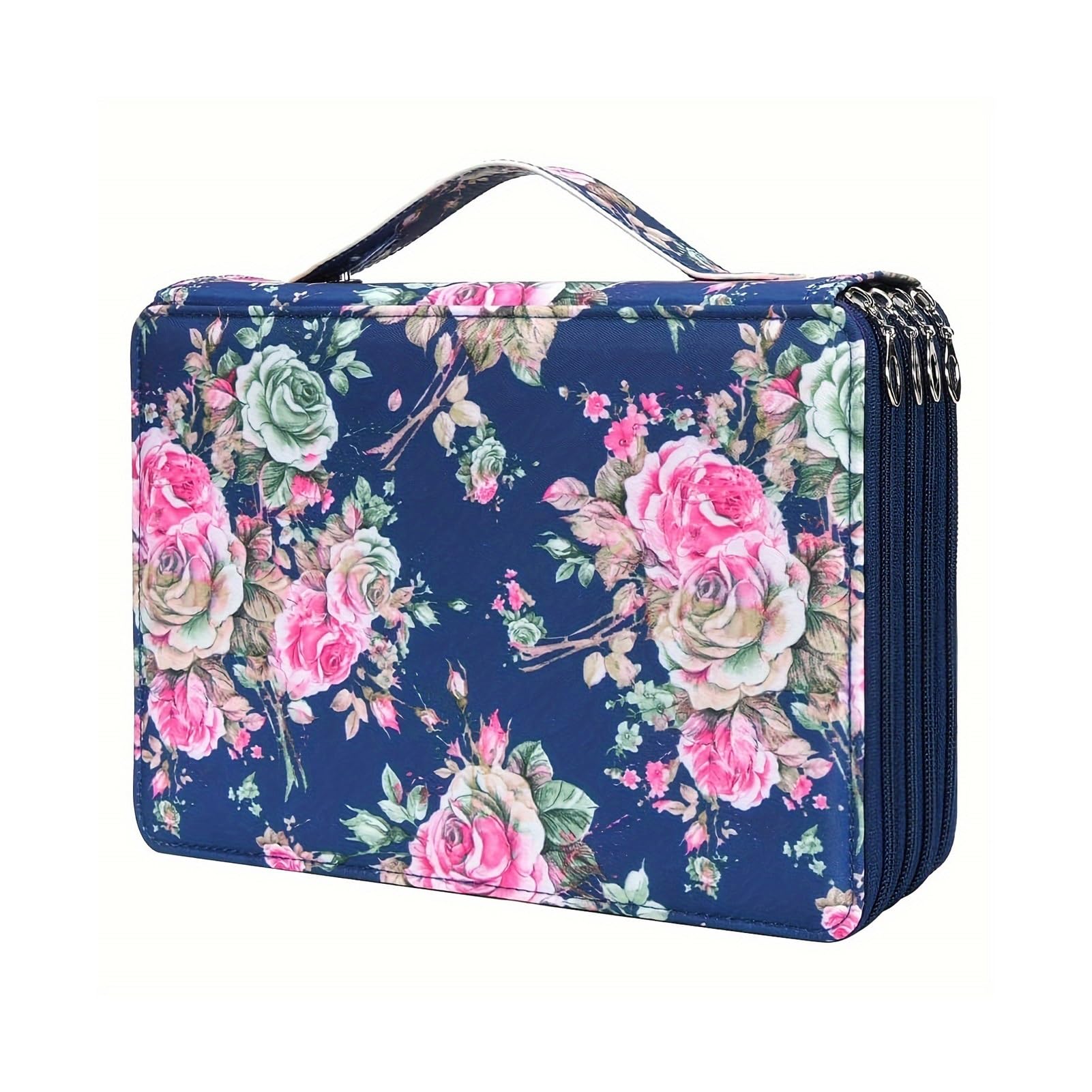 Zzhytang #5 252 Slots Large Capacity Pencil Case, 5-Layer Zipper Pen Organizer Bag, Floral Print Portable Stationery Storage For Colored Pencils, Markers & Art Supplies(#5)