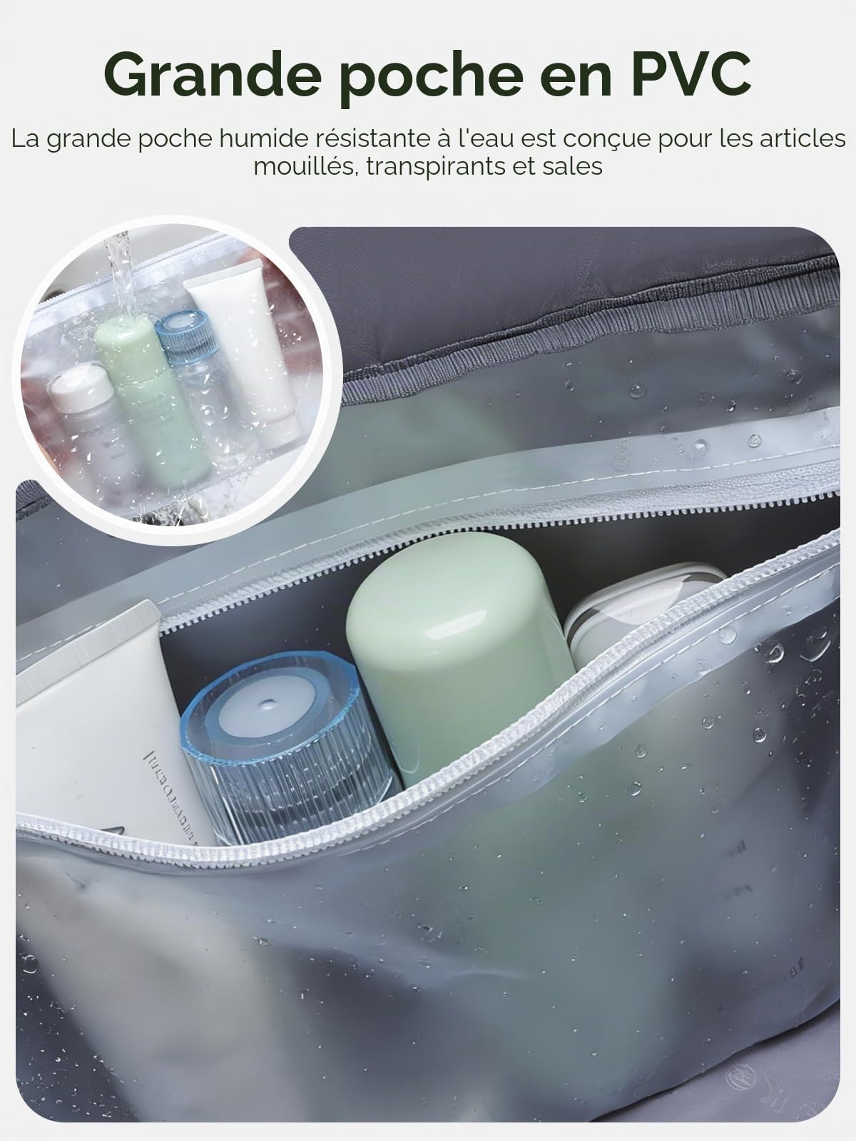 Sac de Voyage Femme en Velours Côtelé, Sac Sport Léger 24 L, Sacs Weekend Bagage à Main avec Trousse Toilette et Sacs Imperméable en PVC Idéal pour l'hôpital Voyages Vacances Sport, Beige