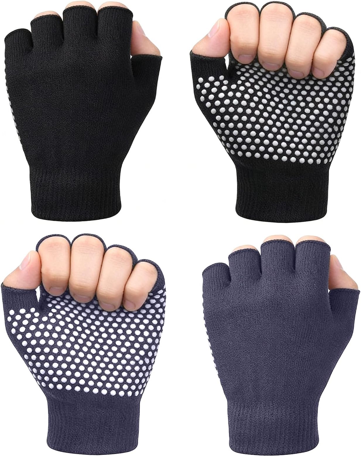 YL TRD V 2 Packs of Non Slip Fingerless Yoga Gloves Exercise Gloves Workout Gloves