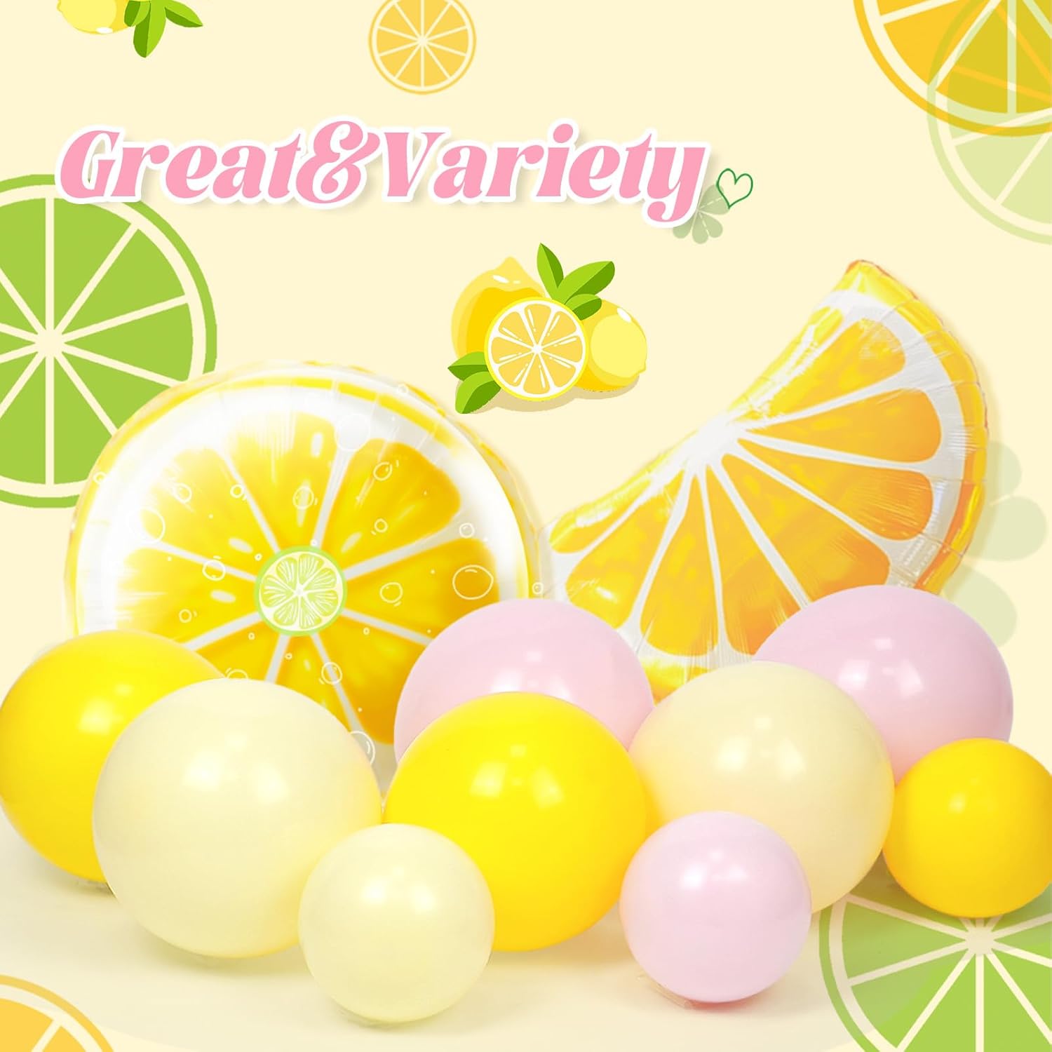 Lemon Balloon Arch, Pink and Yellow Balloon Arch Kit with Pastel Yellow Light Pink Foil Balloons for Lemon Baby Shower Bridal Shower Birthday Party Decorations