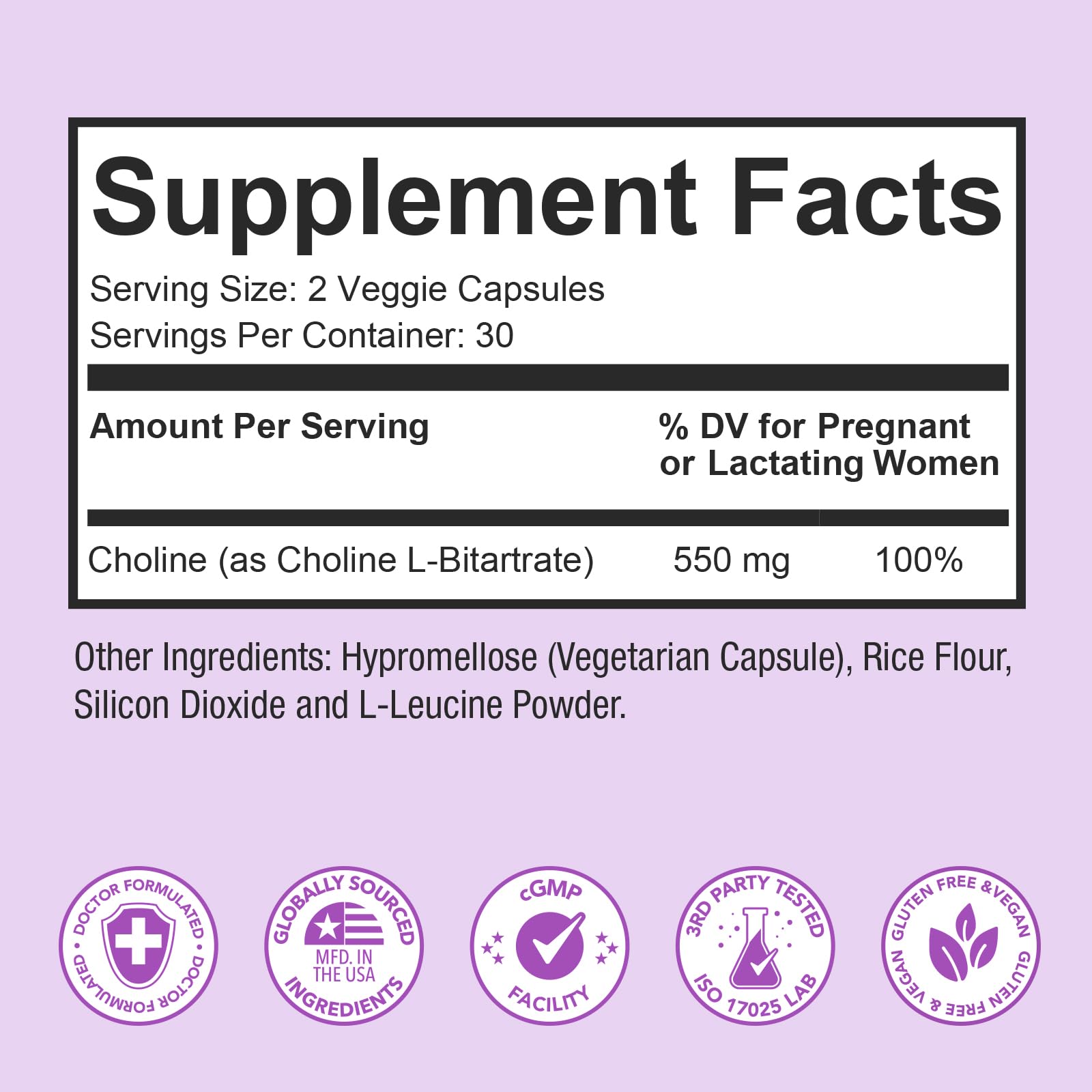 Premom Prenatal Choline Supplements, 550mg Choline Bitartrate — Amazon image 3