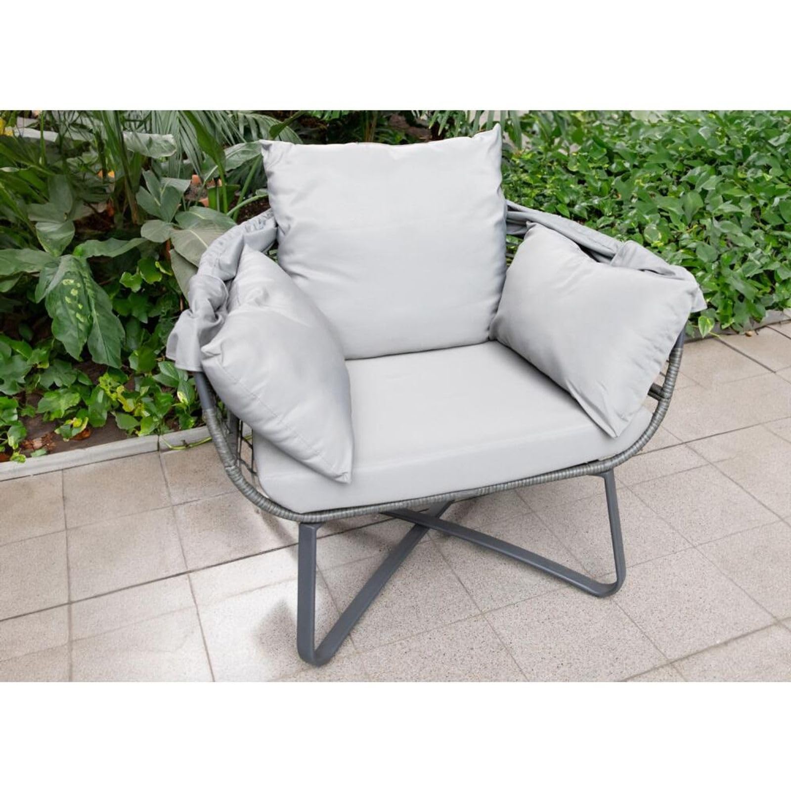 BURI Egg Chair fotel wypoczynkowy, 110 x 156 cm, ze składanym dachem, fotel outdoorowy, krzesło ogrodowe