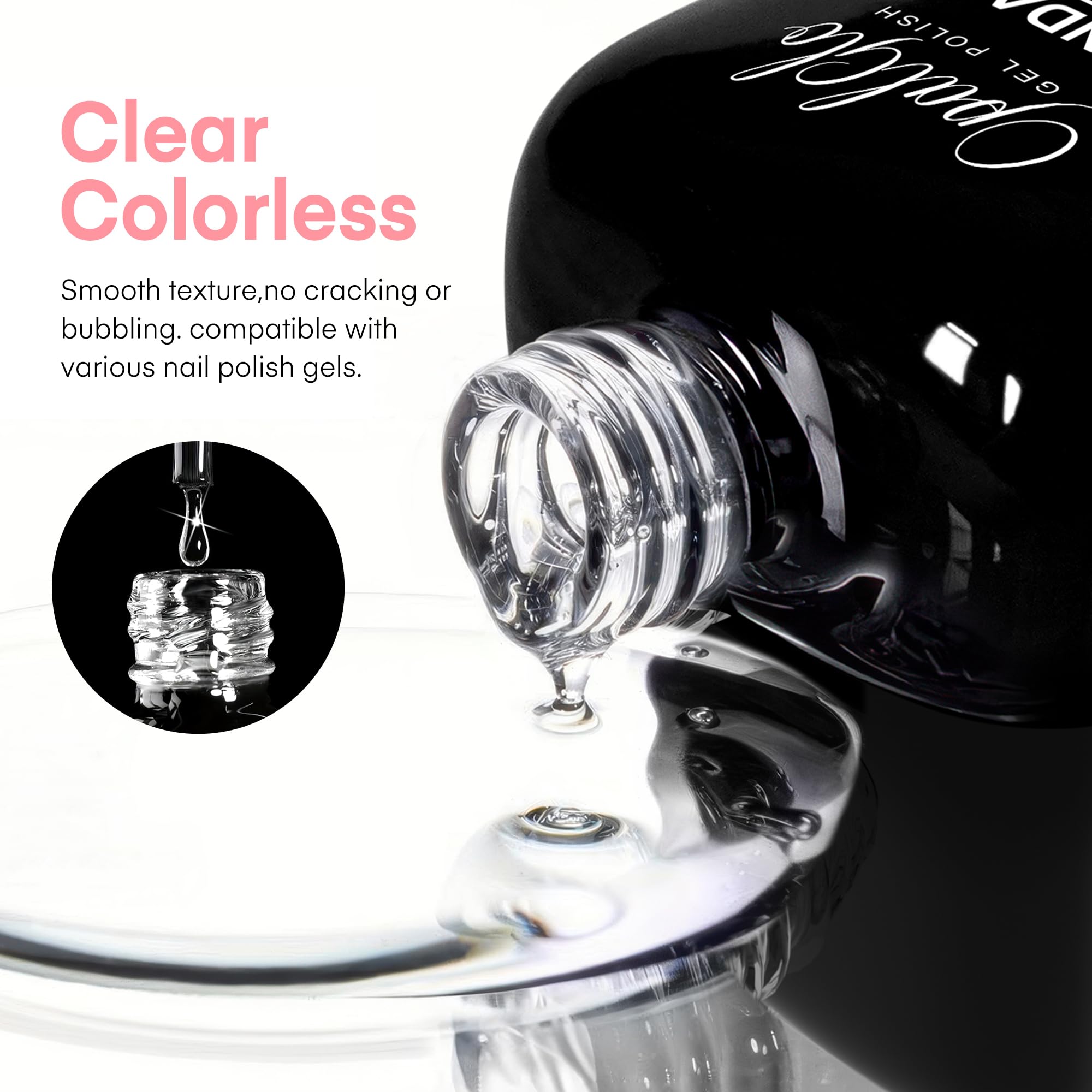 OpalGlo 3pcs 15ml Base Coat, No Wipe Top Coat, Velvet Matte Top Coat Gel Polish Kit, 0.51 fl oz Each, Soak-Off UV/LED Cured