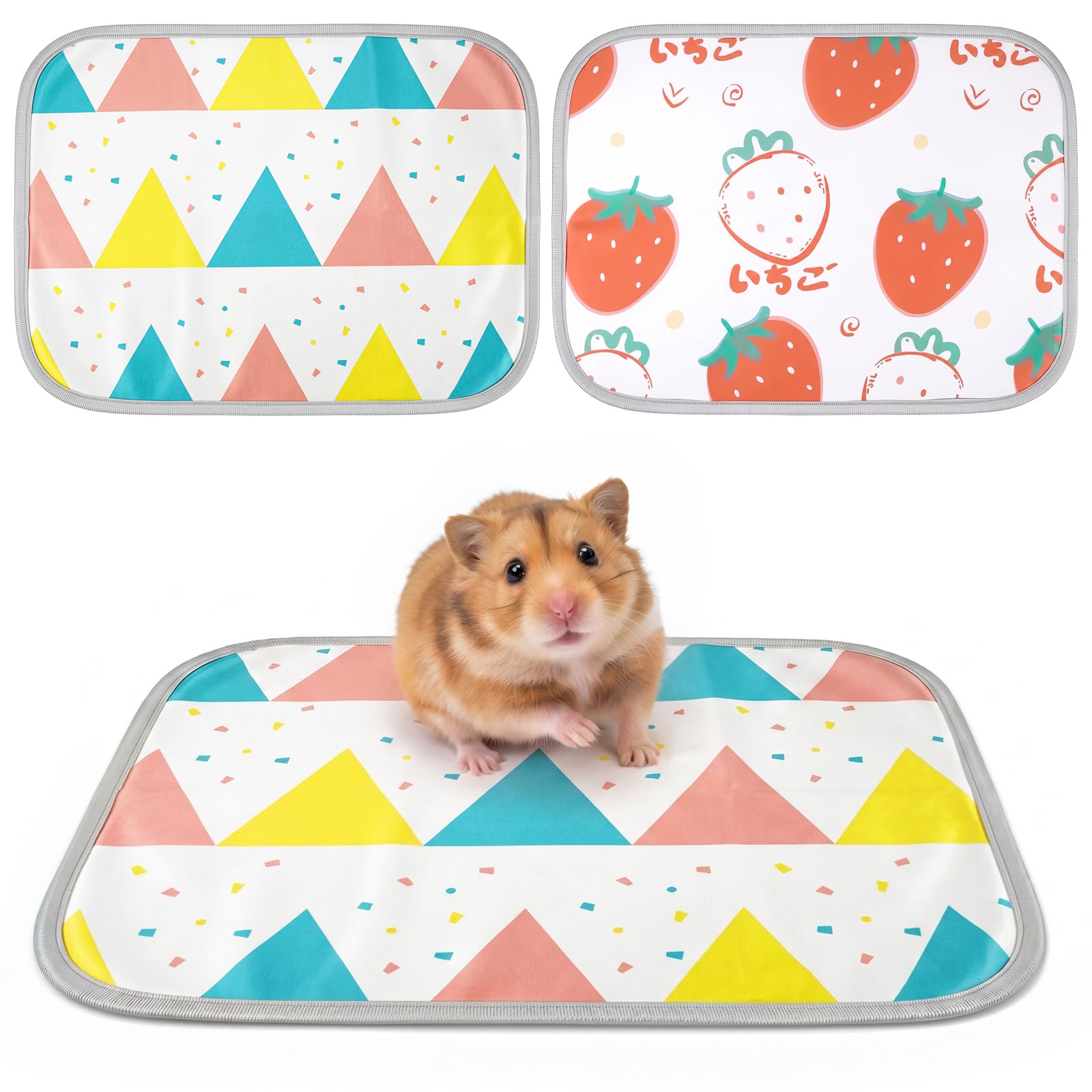GLGHMH 2 Pack Pet Cooling Mat 50x40cm Summer Cool Pad for Small Animals, Breathable Ice Silk Sleeping Mat Washable Pet Cooling Pad for Rabbits, Guinea Pigs, Hamsters, Puppies
