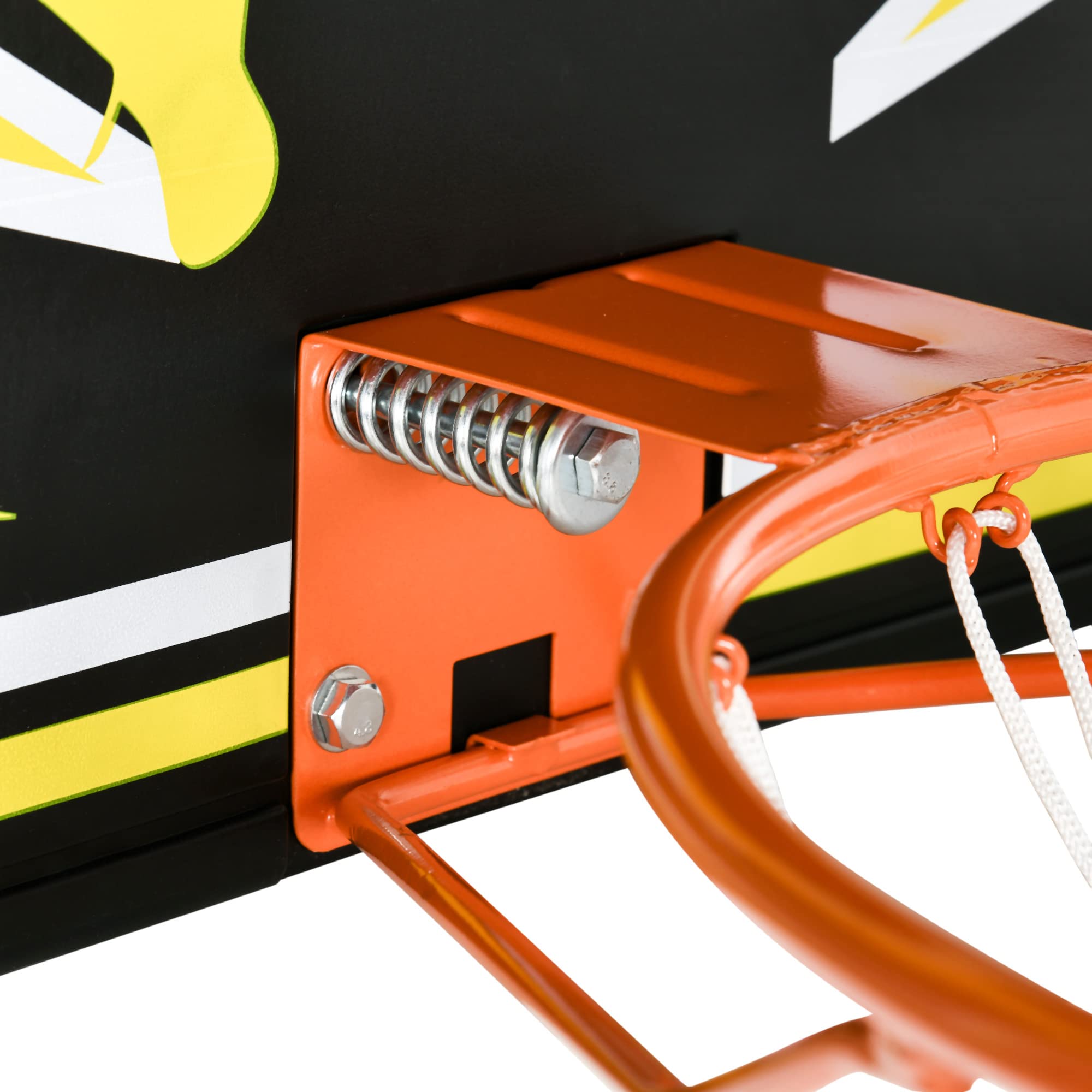 SPORTNOW Canestro Basket per Bambini e Adulti da Indoor e Outdoor in Acciaio e PE, 110 x 90 x 70 cm, Nero e Giallo