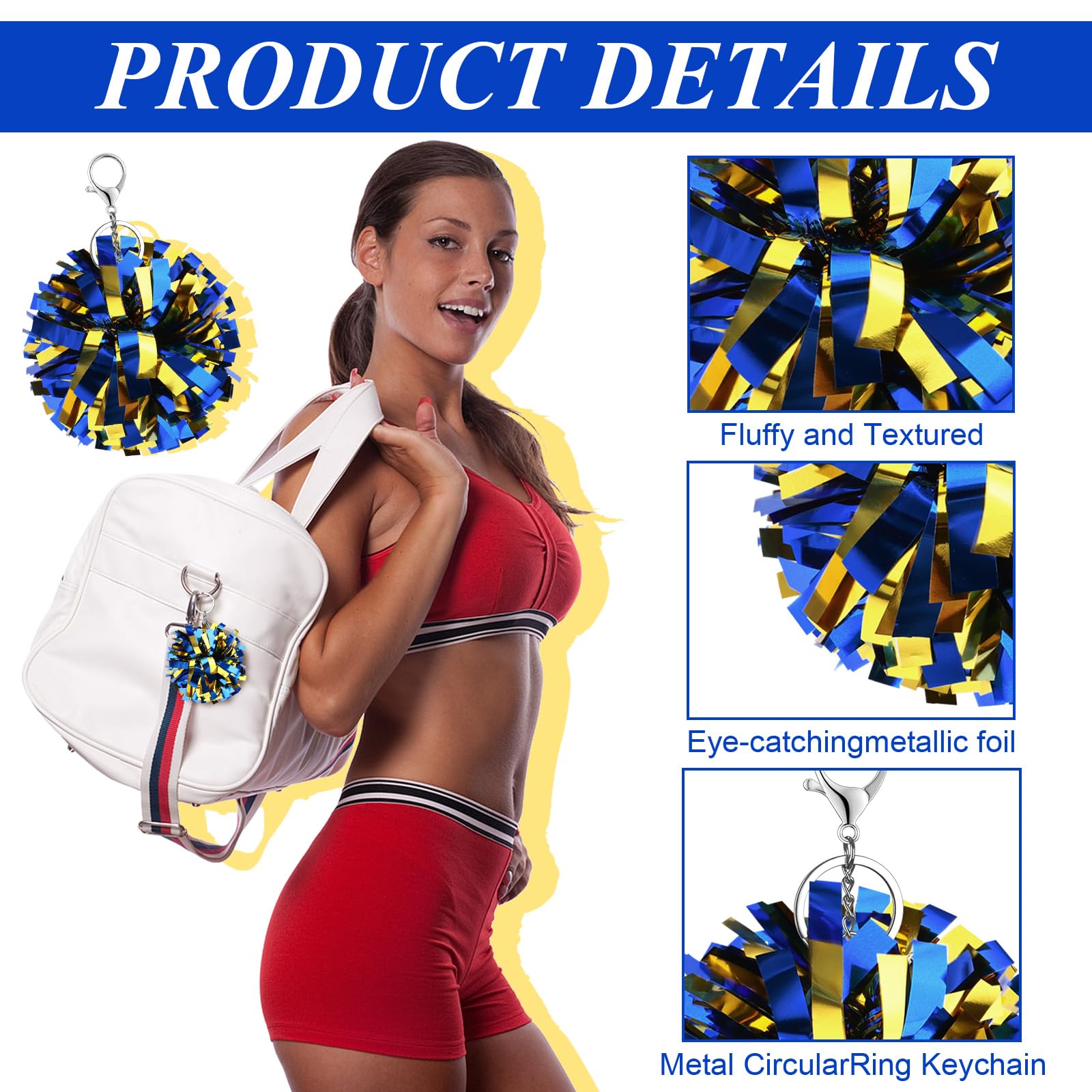 Cheer Pom Pom Schlüsselanhänger, Cheerleader-Geschenk, Kunststoff, Geschenk, 24 Stück