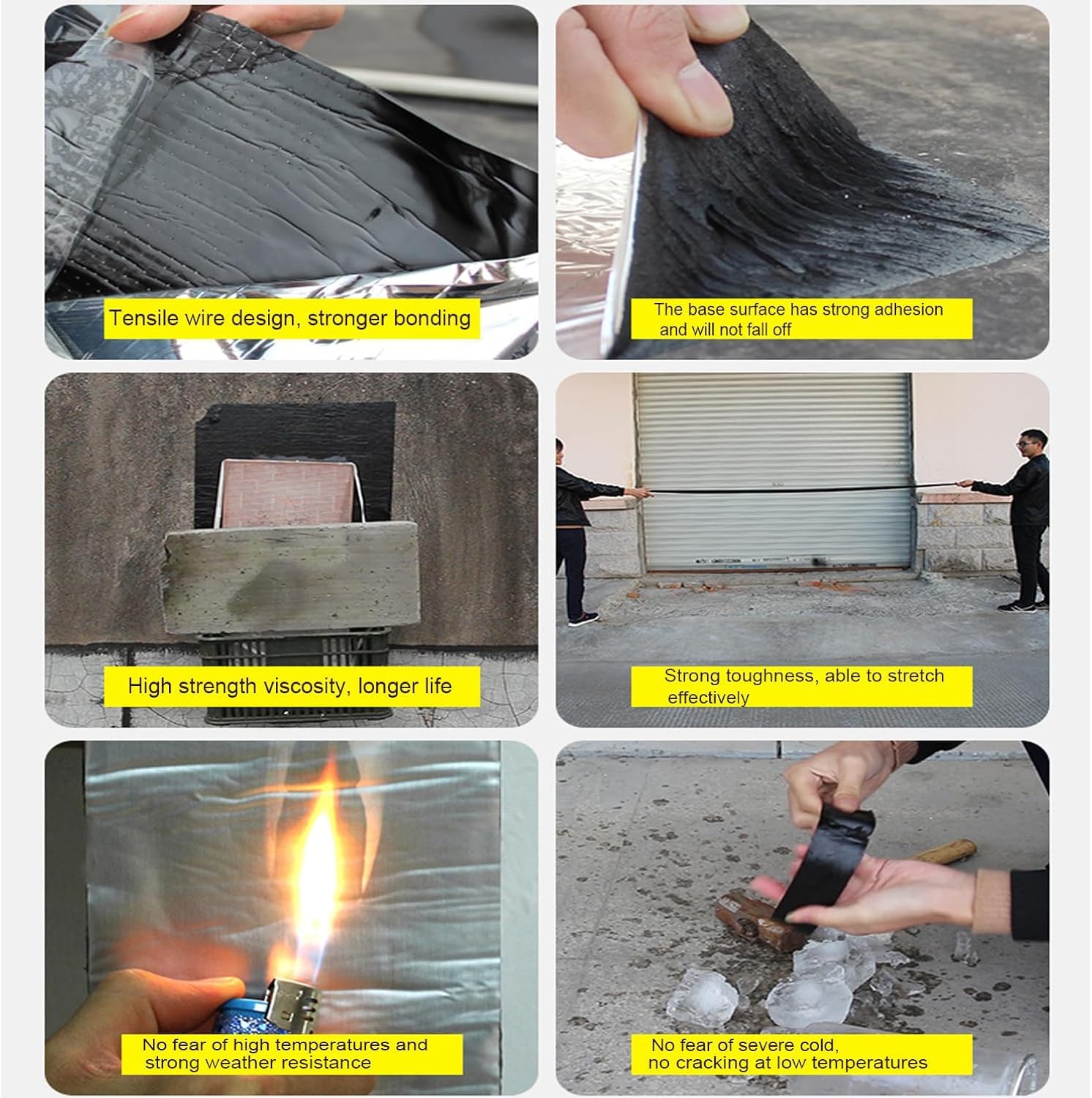 Cinta de reparación de Asfalto para Exteriores, Impermeable, selladora, de Aluminio, autoadhesiva, Resistente a los Rayos UV y a la Intemperie para Reparar Grietas (1x3m).