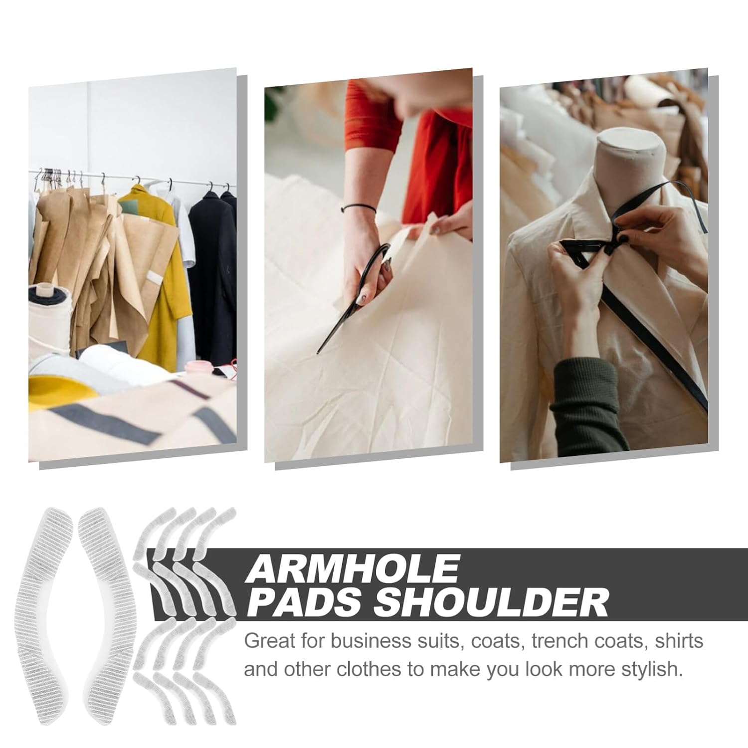 Lurrose 20pairs Comfortable Armhole Pads for Clothing Breathable Shoulder Enhancers for Suits and Sweaters Washable and Reusable Sewing Supplies