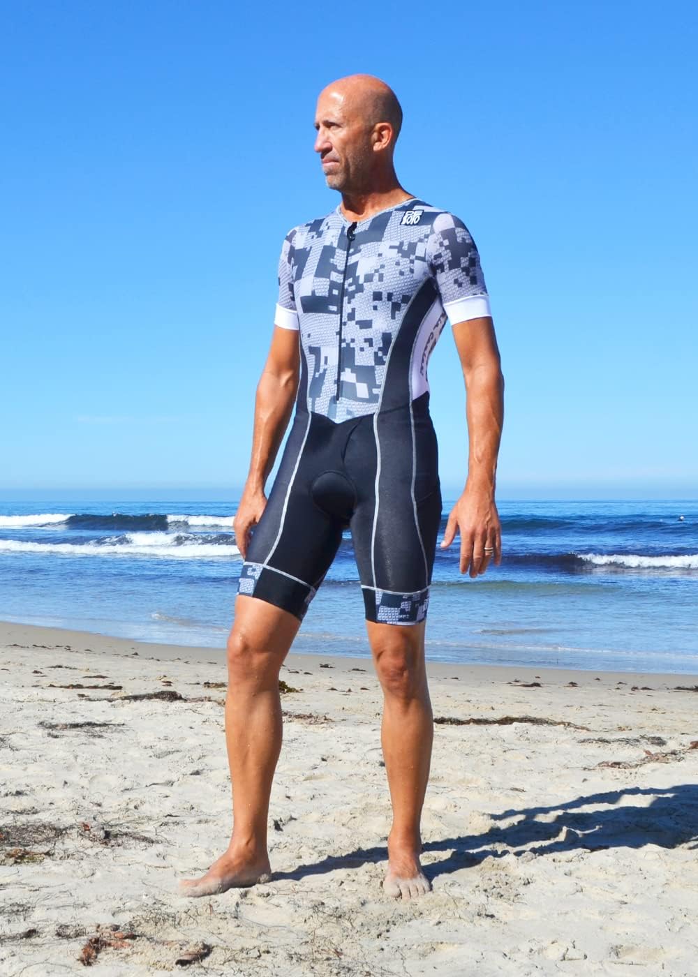 De Soto Men’s Forza Flisuit Sleeved Triathlon Trisuit, 4mm Pad, Easy Bathroom Relief Fli, Aero Fit, Pockets, UVB Cooling