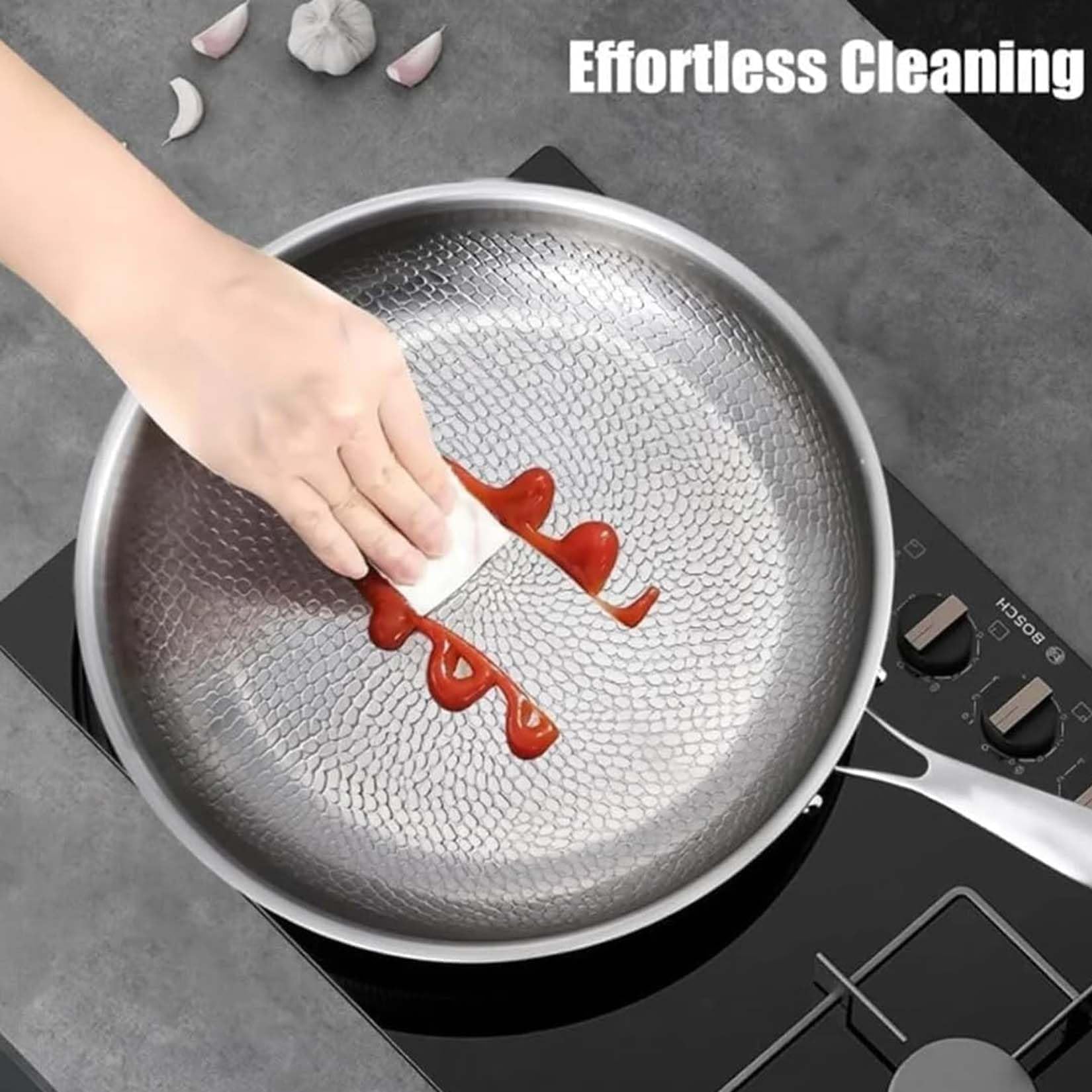 Adius Padella Pro in Titanio Plateful con Coperchio, Padella Antiaderente in Titanio, Multifunzionale, Riscaldamento Uniforme, Compatibile con Tutti i Piani Cottura (NO Lid,30cm)