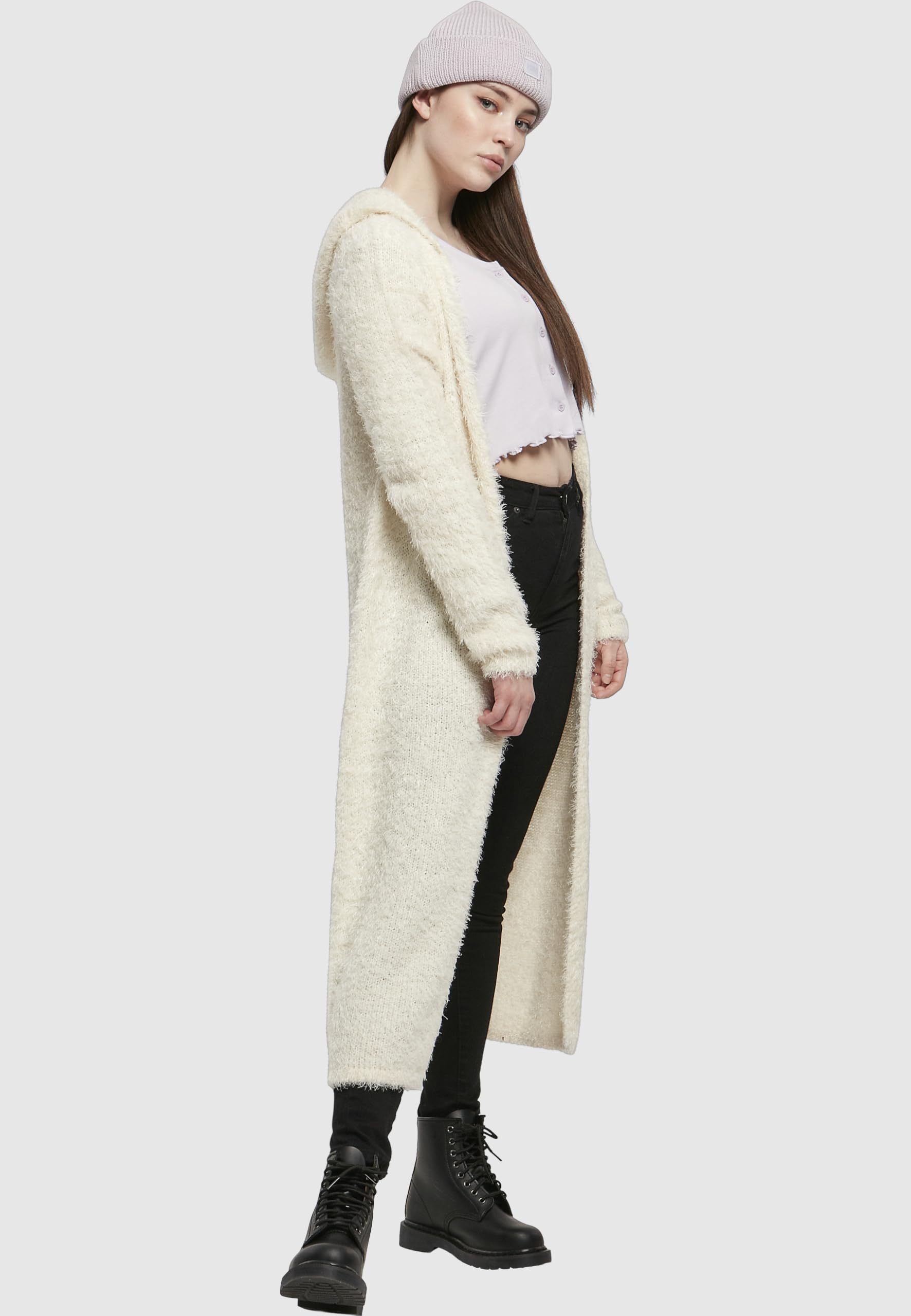 Urban Classics Ladies Hooded Feather Cardigan Mujer Cárdigan Negro