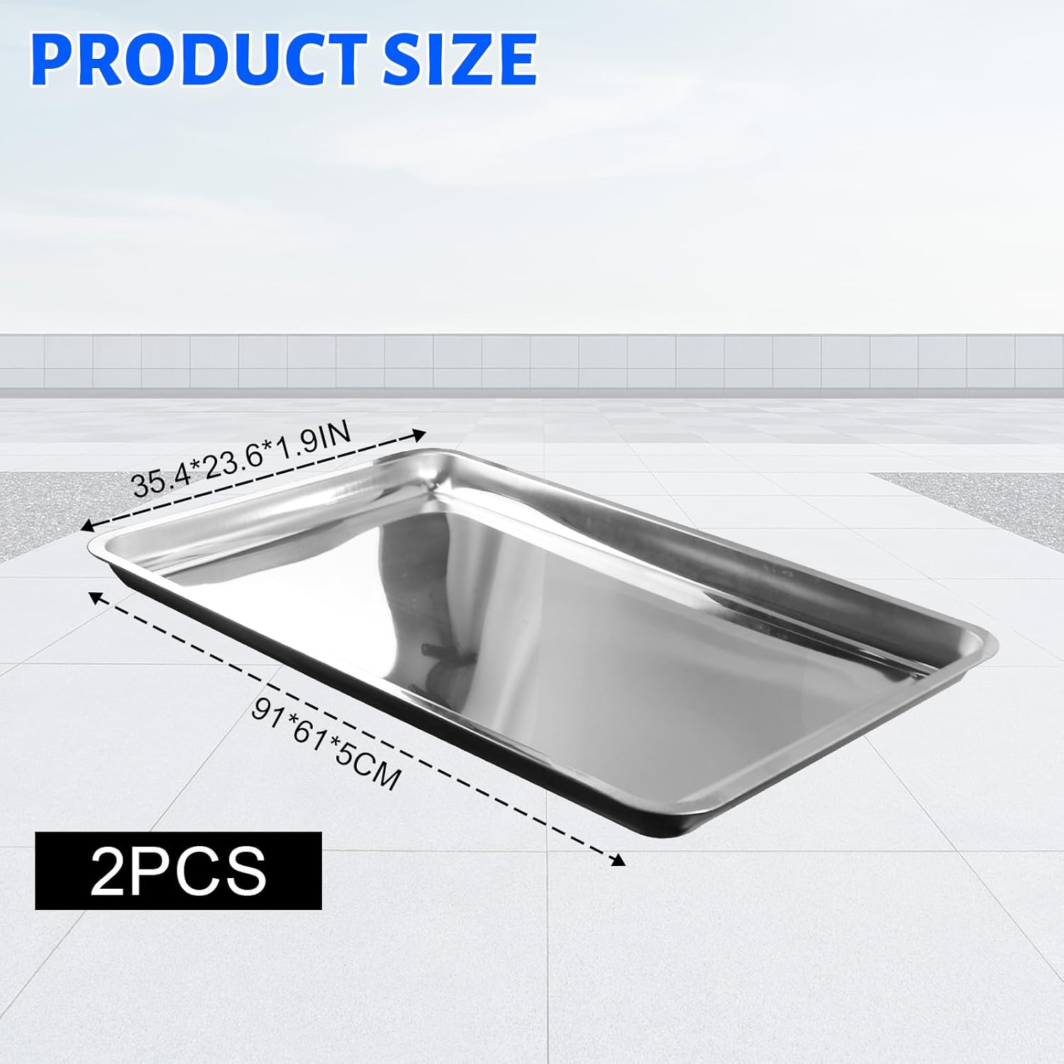 Luyizyo 2-Pack Stainless Steel Oil Drip Pan for Under Car – Large, Rust-Resistant Drain Pan for Automotive & Motorcycle, No-Spill Design Keeps Garage Floor Clean (35.4" x 23.6" x 1.9")