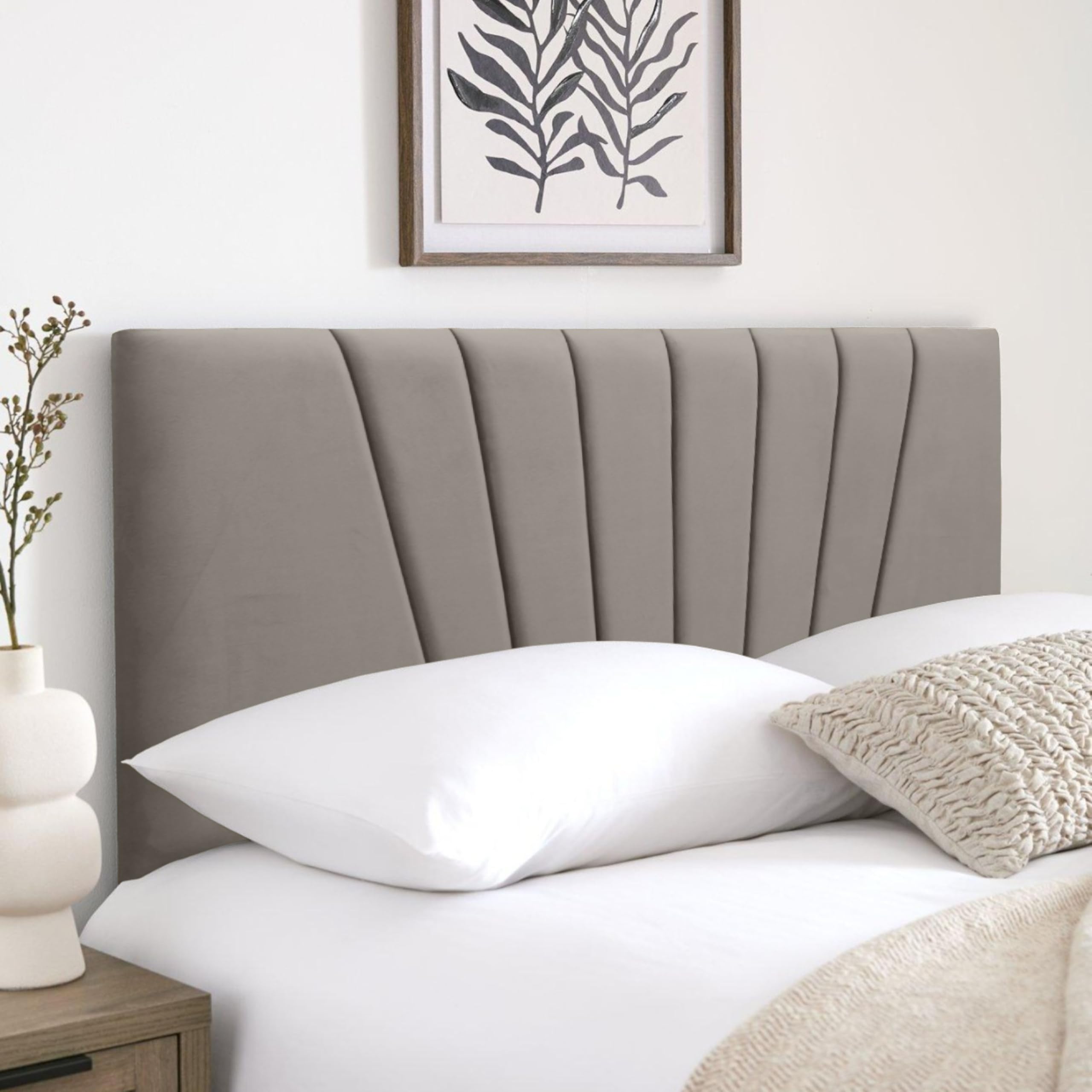 HB-1 Headboards for Beds – Sunrise 24'' Divan Bed Headboard – Headboards for Divan Beds, Bedroom & Hotel Furniture, Elegant Soft Plush Fabric Head Board (Silver Plush, 5FT King) — image 1