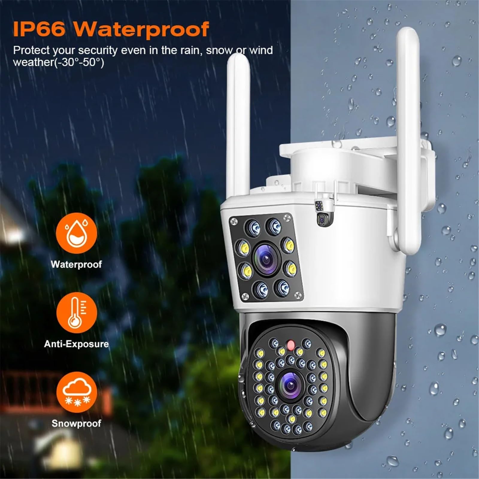 Kamera PTZ z podwójnym obiektywem IP CCTV z Wi-Fi, kamera do monitoringu wideo, sztuczna inteligencja, automatyczne śledzenie, noktowizor, zewnętrzne(NO CARD)