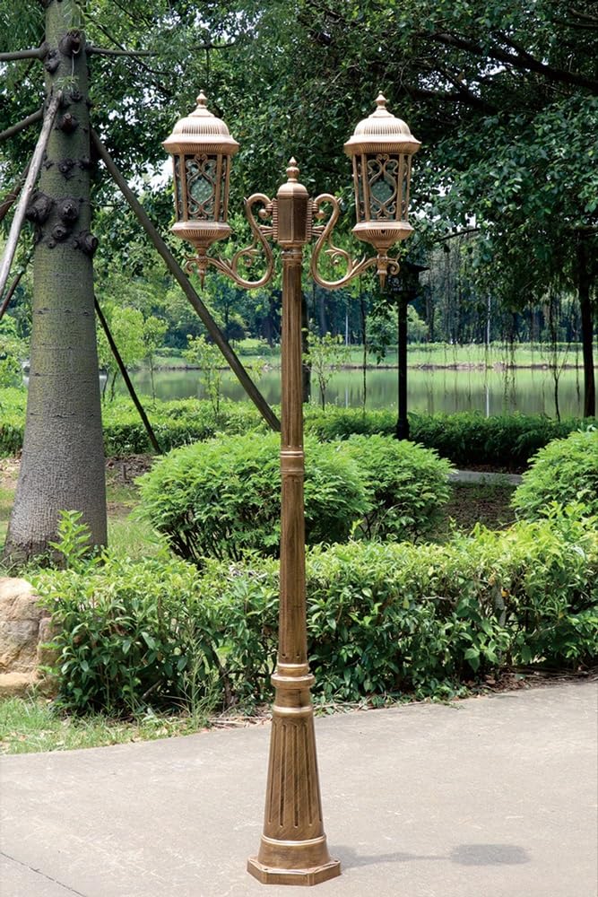 Genérico Farola tradicional de bronce con 2 postes de luz