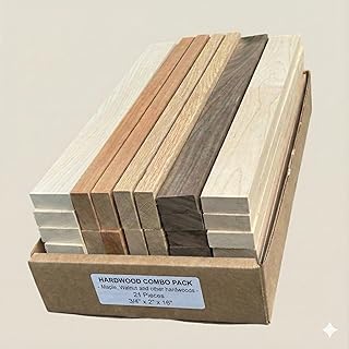 DIY Woodworking Boards, 3/4 X 2 X 16 inches, 21 Piece Set (8 Maple, 8 Walnut and 5 Mixed Hardwoods)