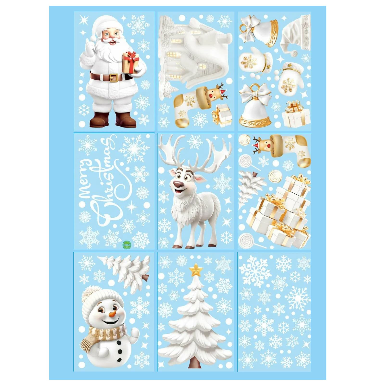 KTUXZCI 3D Effect Snowman Windowclings Christmas Window Clings with Waterproof Snowflake Sticker Double-Sided Printing