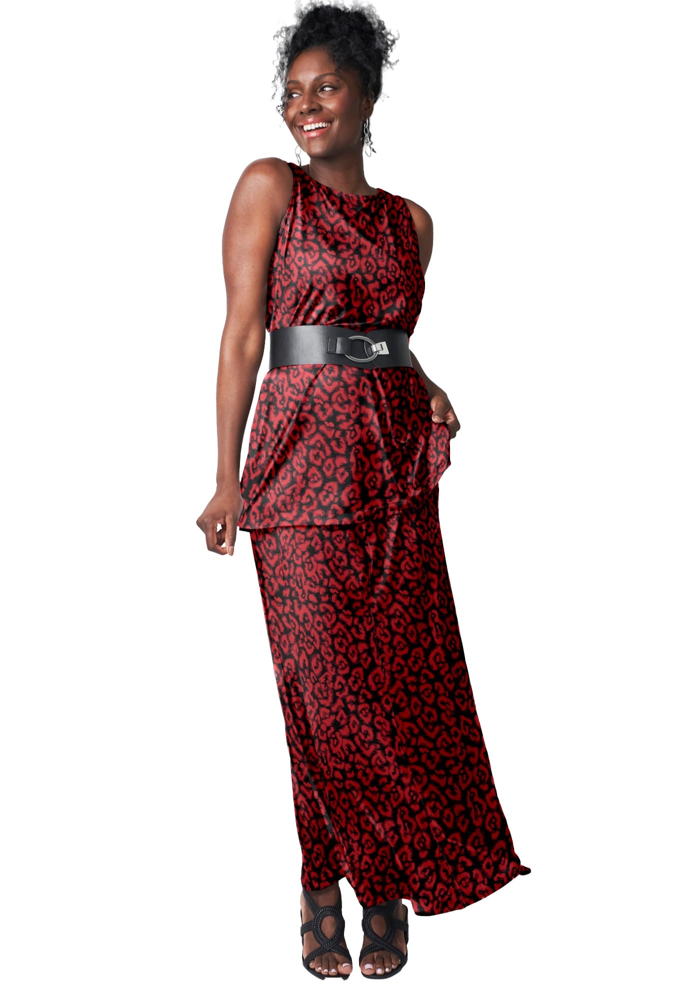 Jessica London Womens Plus Size Wrinkle Resistant Pull-On Elastic Knit Maxi Skirt