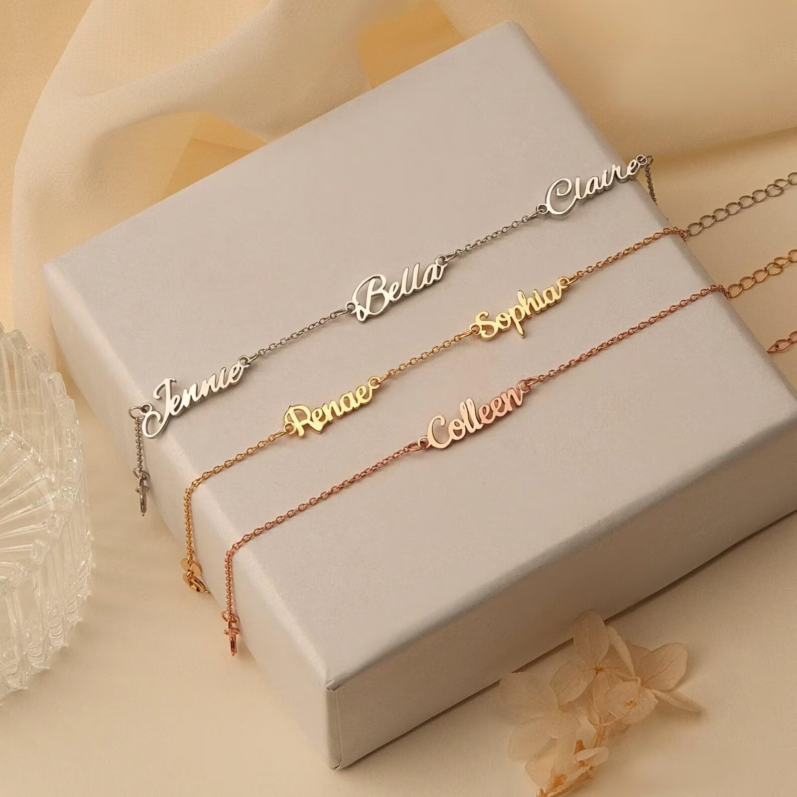 Pulsera con nombre para mujer - Pulsera con nombre múltiple - Pulsera con nombre personalizada de plata de ley 925 - Regalo de pulsera con nombre de bebé para mamá