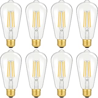 Brightever Vintage ST64 LED Edison Bulbs 8W 100W Equivalent, 1400LM E26 2700K Warm White 90+ CRI Non-Dimmable 8-Pack