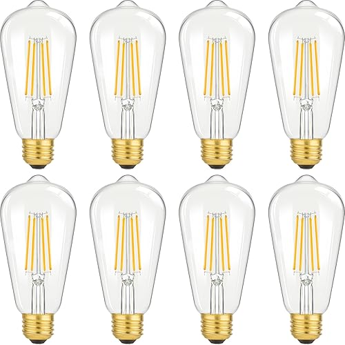 Miniatura 12 de Paquete de 12 bombillas LED Edison equivalente a 100 W, luz blanca diurna 5000 K, 8 W 1400 lúmenes de alto brillo, bombilla de filamento vintage