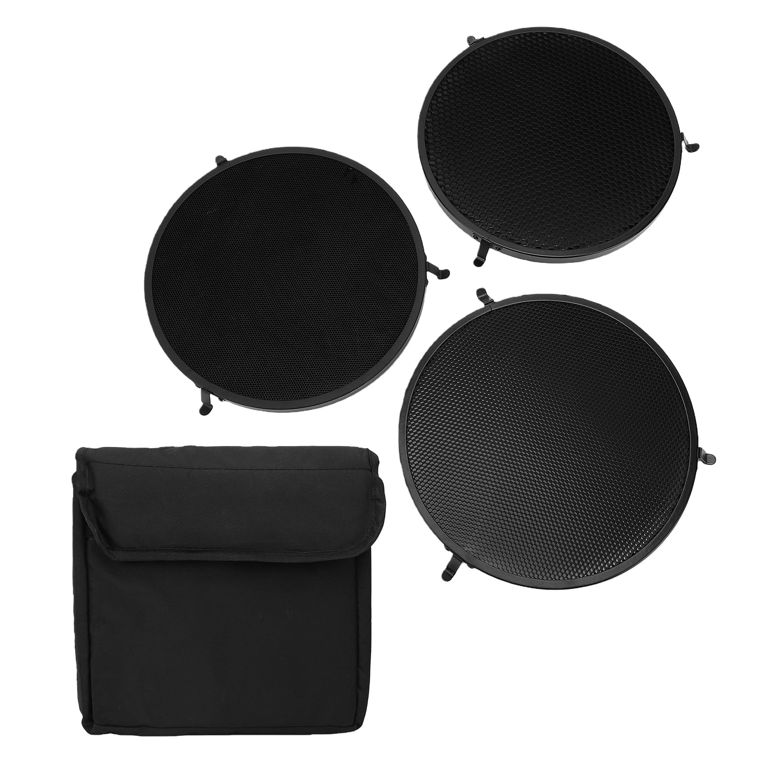 Fabater Rejilla de Fotografía, Paquete de 3 Modificadores de Luz de Control de Haz de 10° 30° 50°, Juego de Rejilla de Aluminio con Bolsa de Almacenamiento para Fotografía de Productos de Retrato con