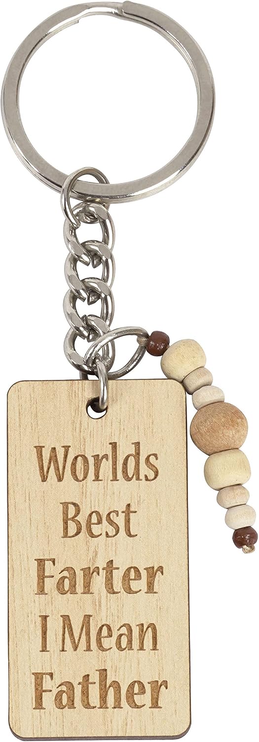 Funny Keychain Worlds Best Farter I Mean Father Wood Engraved Keychain Father's Day Novelty Gift