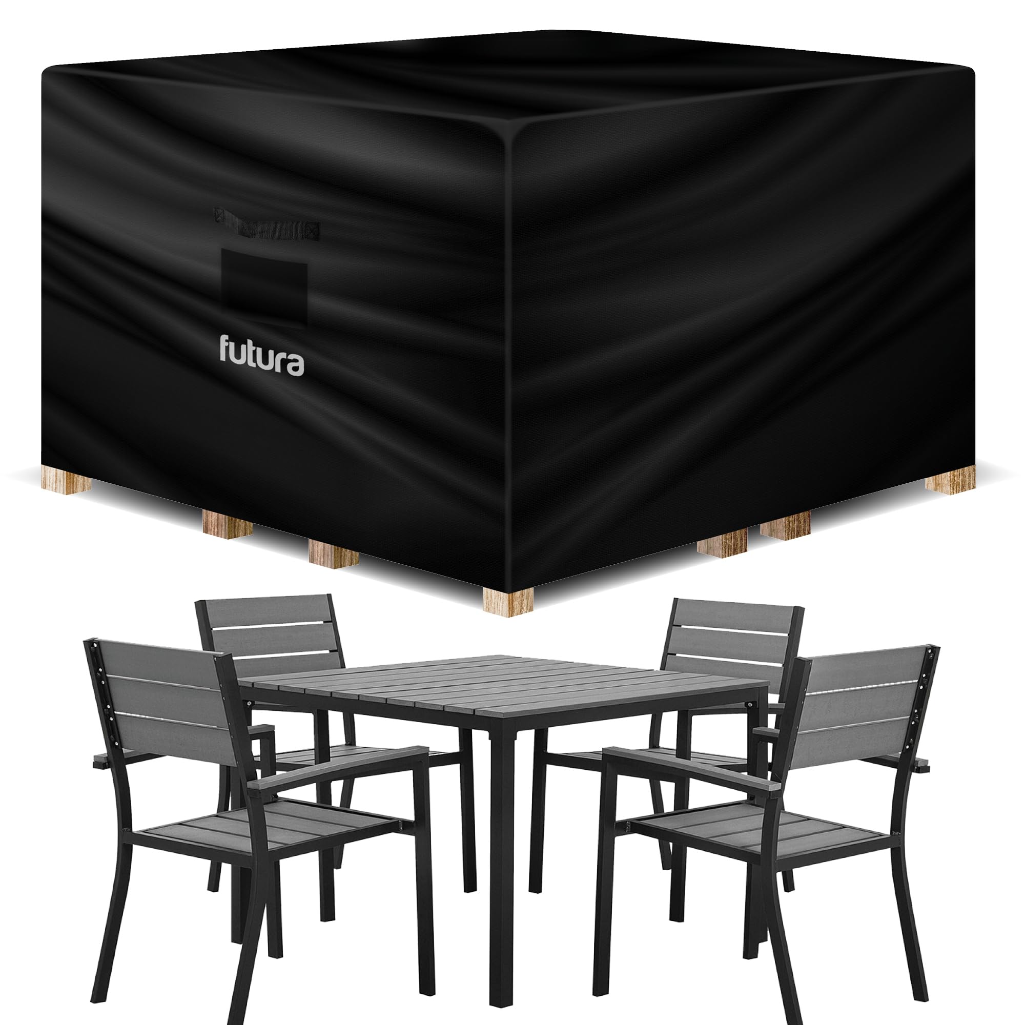 Futura Premium Square Garden Furniture Covers Waterproof 200x200x90cm, Heavy Duty 600D Oxford Fabric Outdoor Table, Patio & Rattan Garden Furniture Covers, PVC Lined, Air Vents and UV Safe