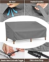 Vista 4 de Vailge Funda para sofá de patio resistente, 100% impermeable, para sofá de 3 plazas, fundas para muebles de patio con ventilación y asa, 85 pulgadas